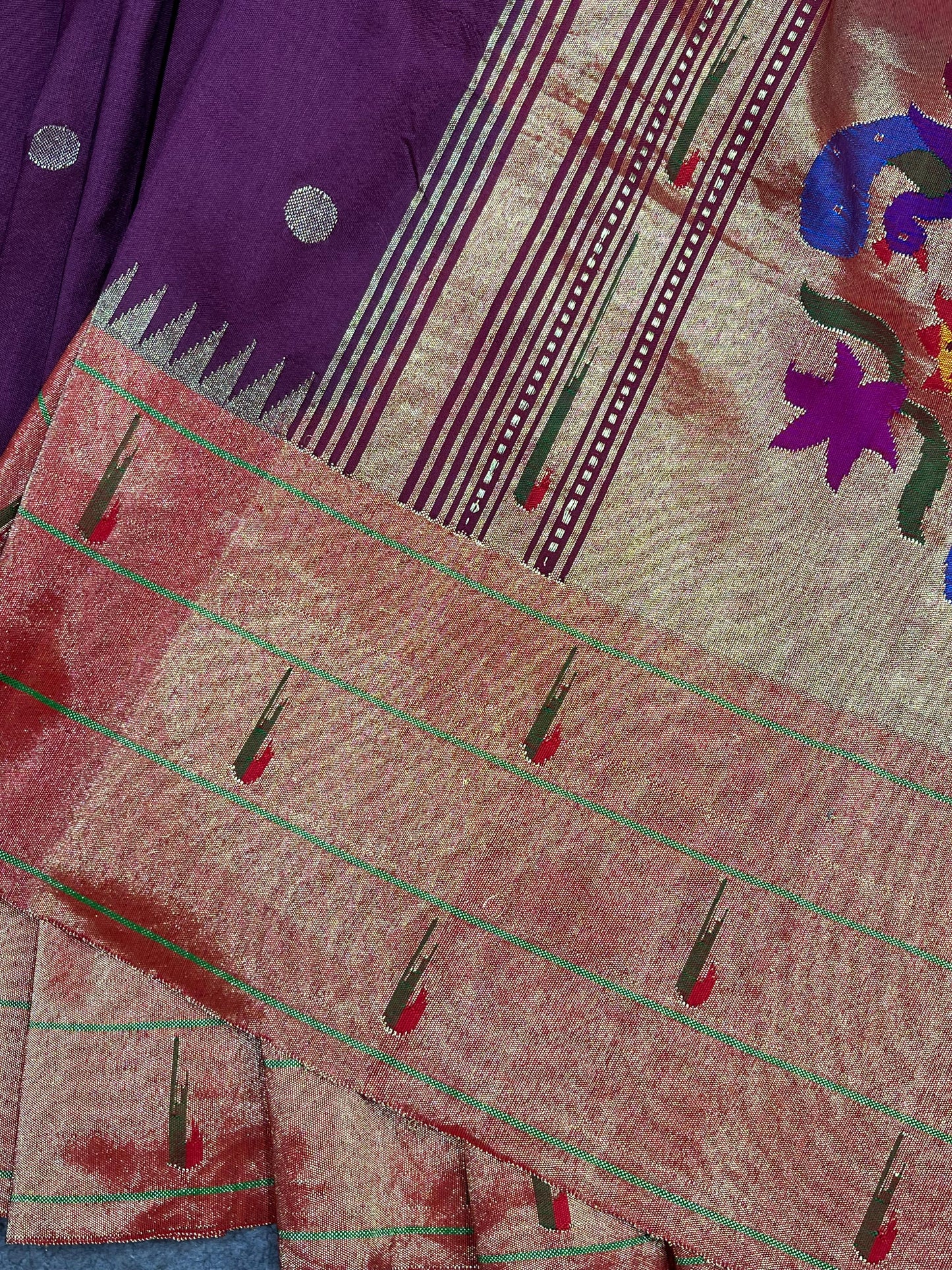 WINE SILK PURE HANDLOOM PAITHANI SAREE