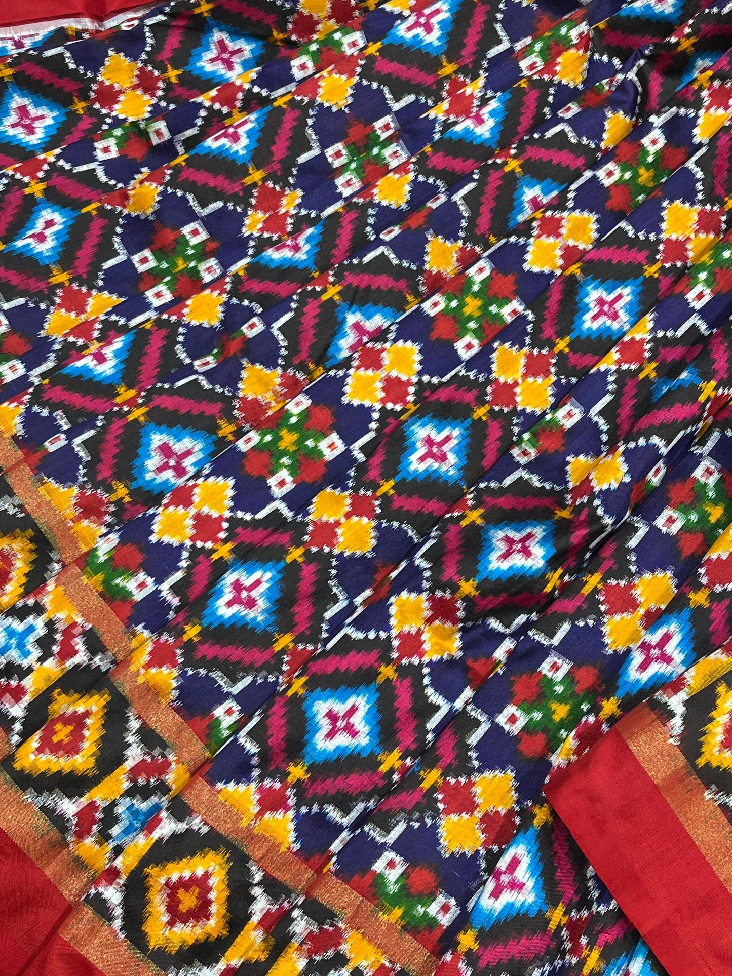 NAVY BLUE SILK PURE HANDLOOM IKKAT SAREE