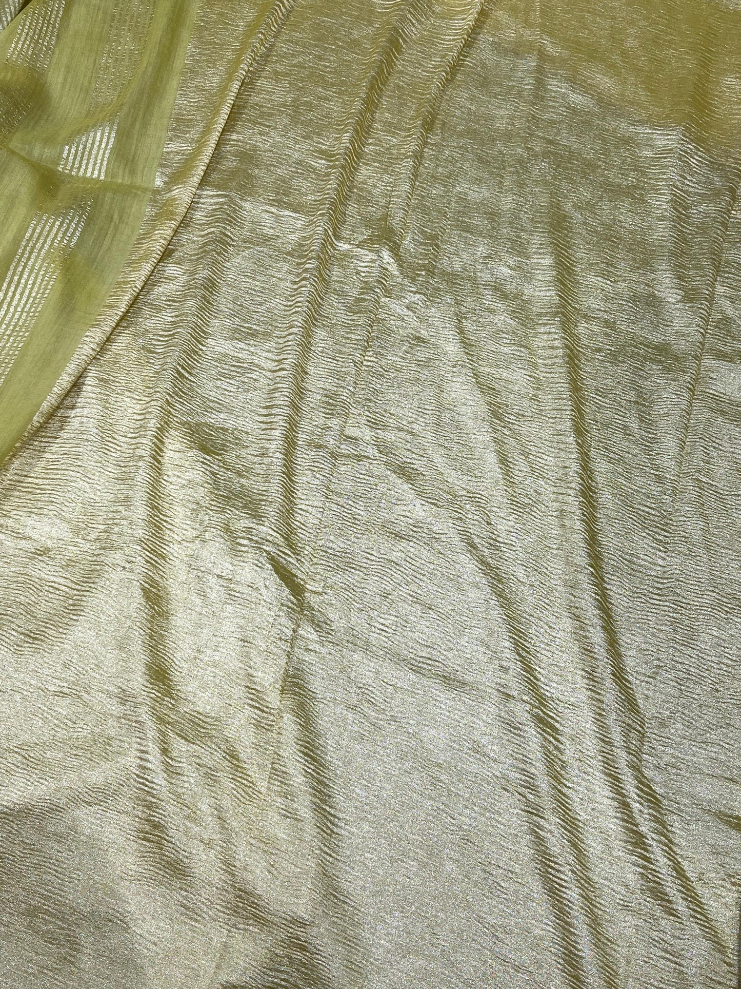 LEMON YELLOW AND LIME GREEN PURE HANDLOOM MOONGA BANARASI SAREE