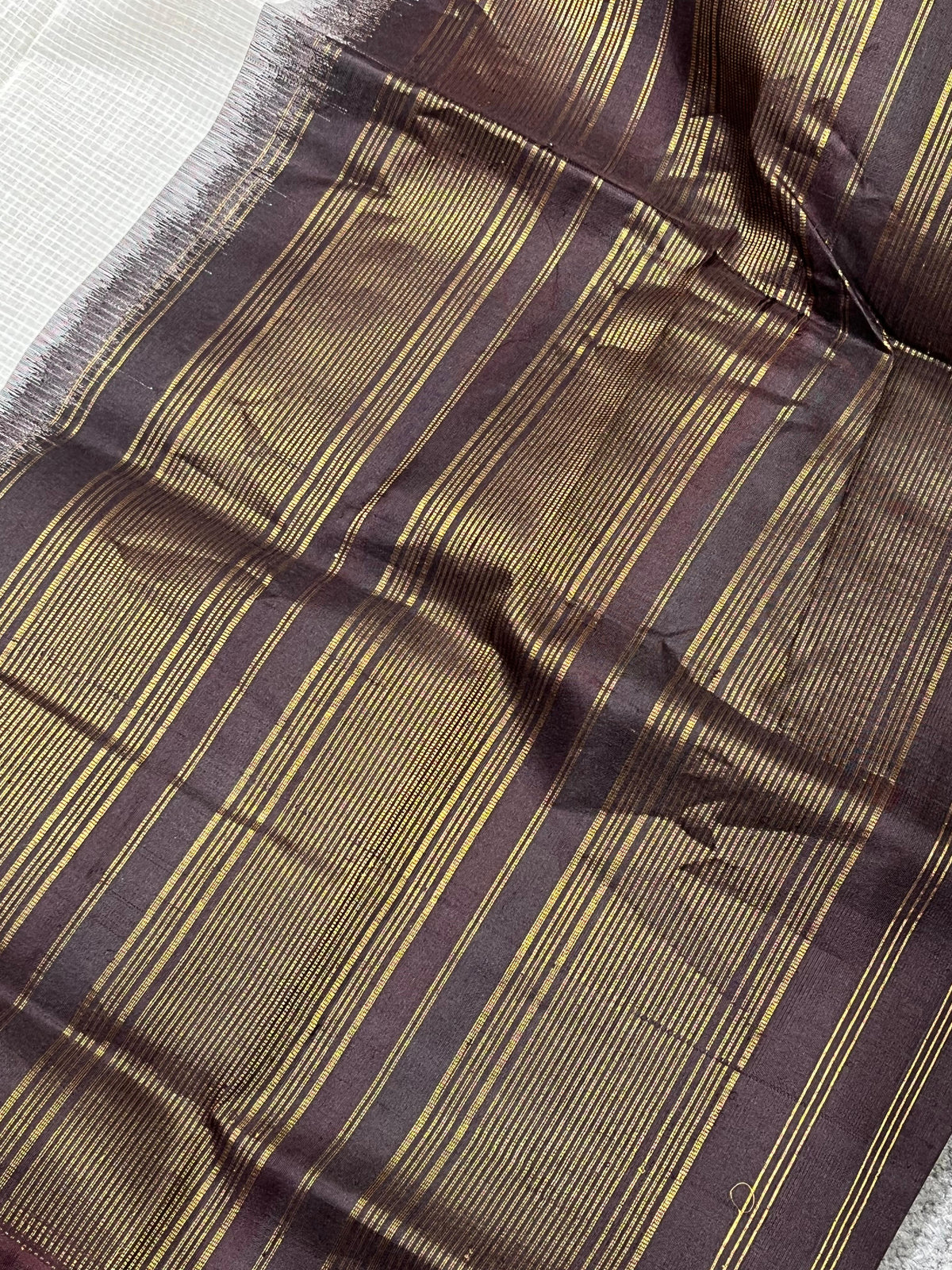 IVORY COTTON PURE HANDLOOM GADWAL SAREE
