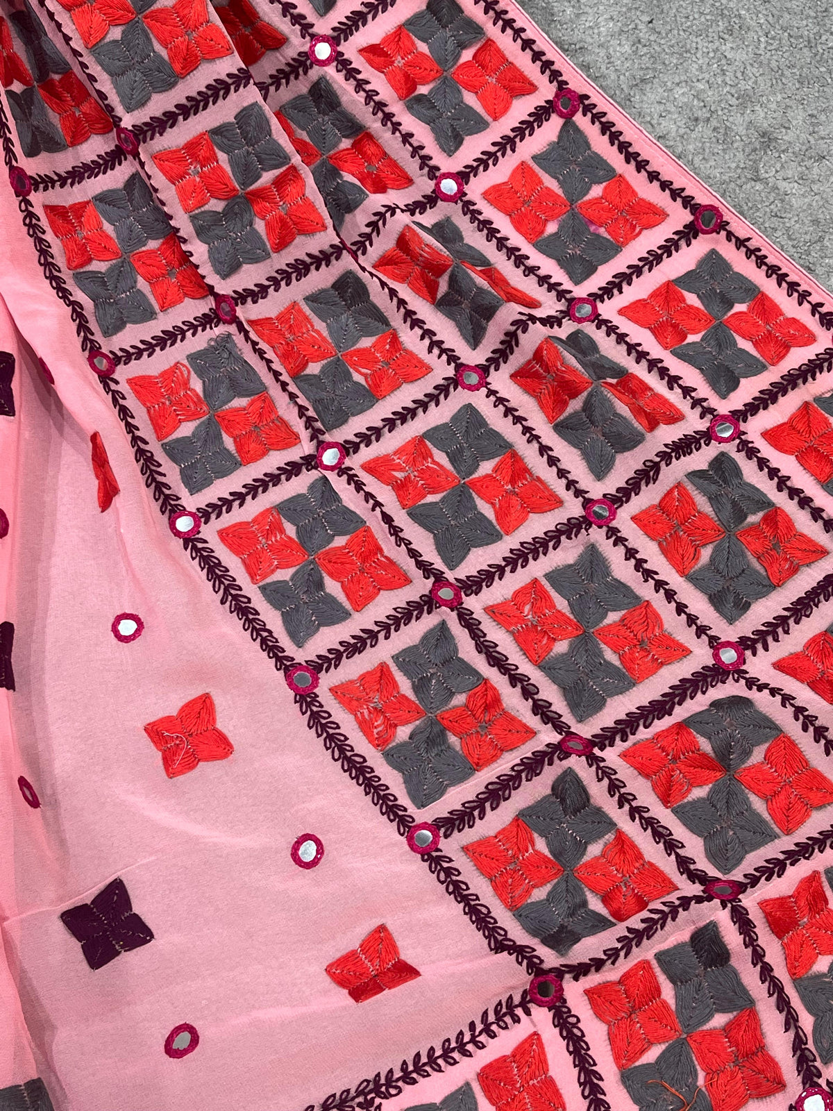 PINK GEORGETTE PURE HANDLOOM PHULKARI DUPATTA