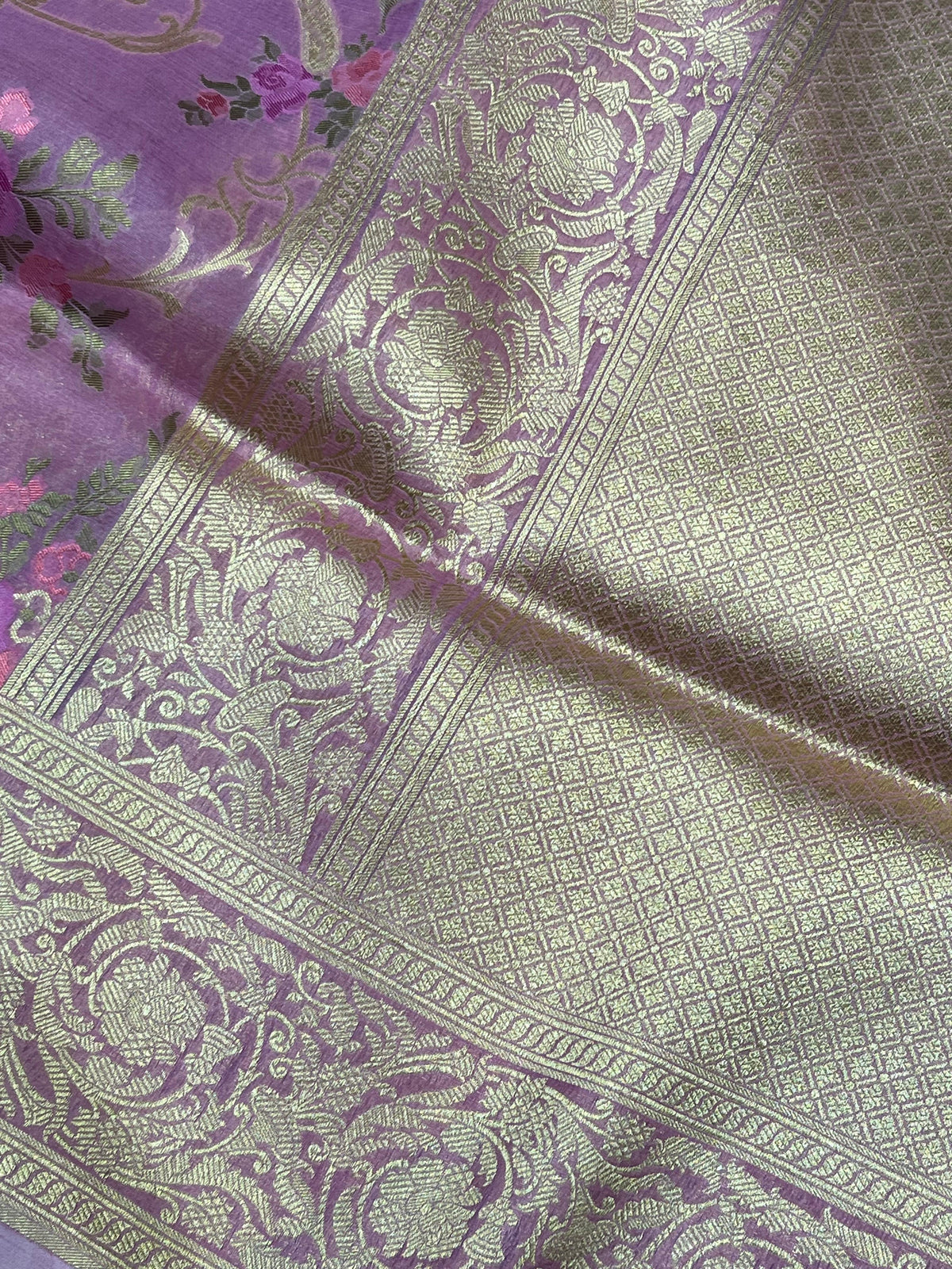 MAUVE PURPLE KORA PURE HANDLOOM BANARASI SAREE