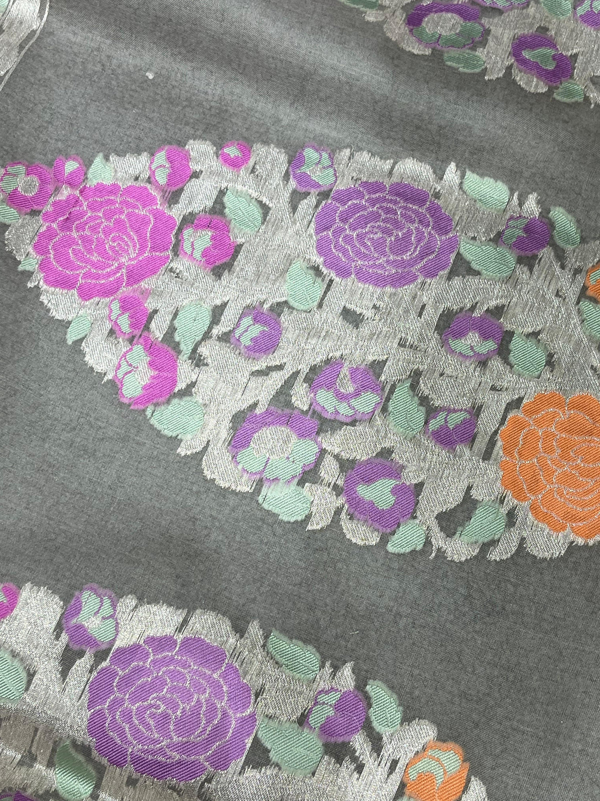 GREY KORA PURE HANDLOOM BANARASI SAREE