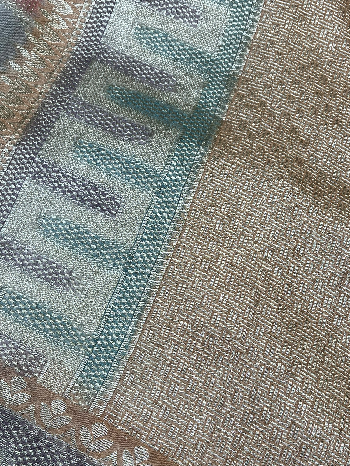 GREY DUSTY ROSE PINK TASSAR GEOREGTTE PURE HANDLOOM BANARASI SAREE
