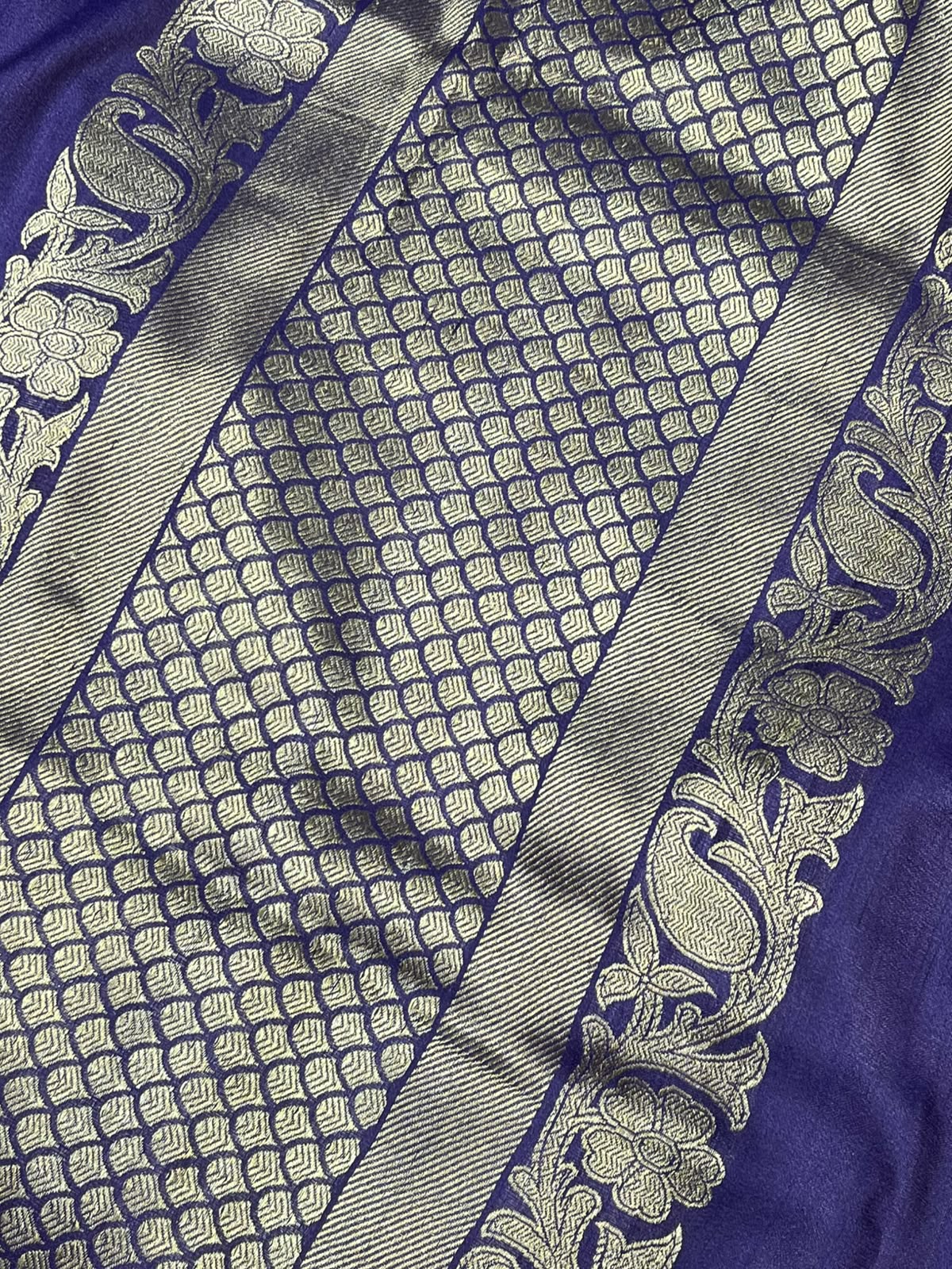 ROYAL PURPLE TASSAR GEORGETTE PURE HANDLOOM BANARASI SAREE