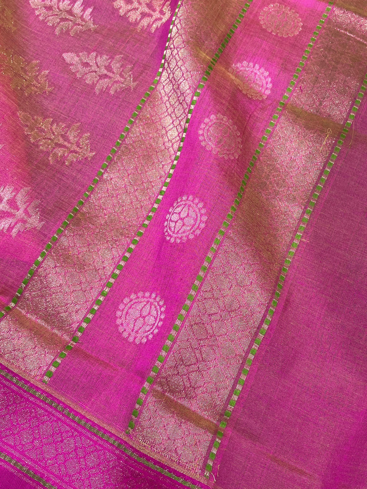 PISTA GREEN COTTON PURE HANDLOOM BANARASI SAREE