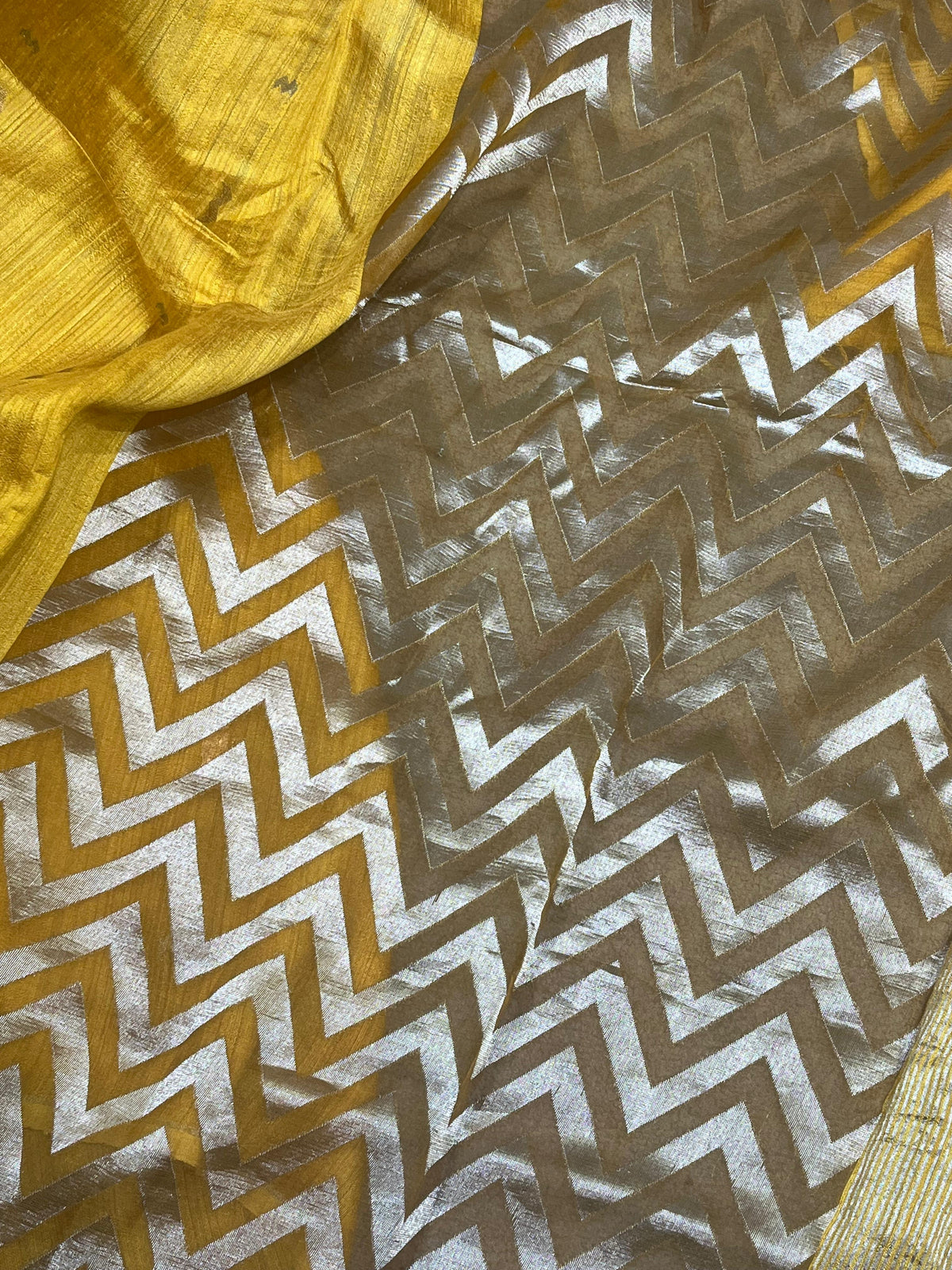 MUSTARD YELLOW PURE HANDLOOM TASSAR SAREE