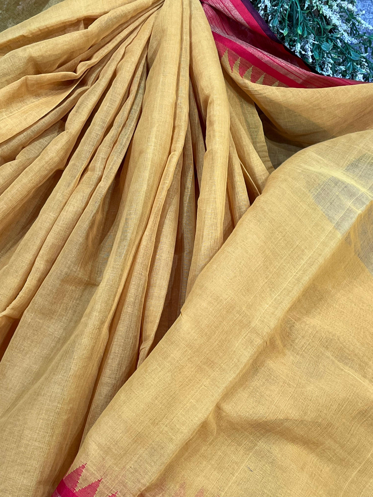 YELLOW COTTON PURE HANDLOOM KHADI SAREE