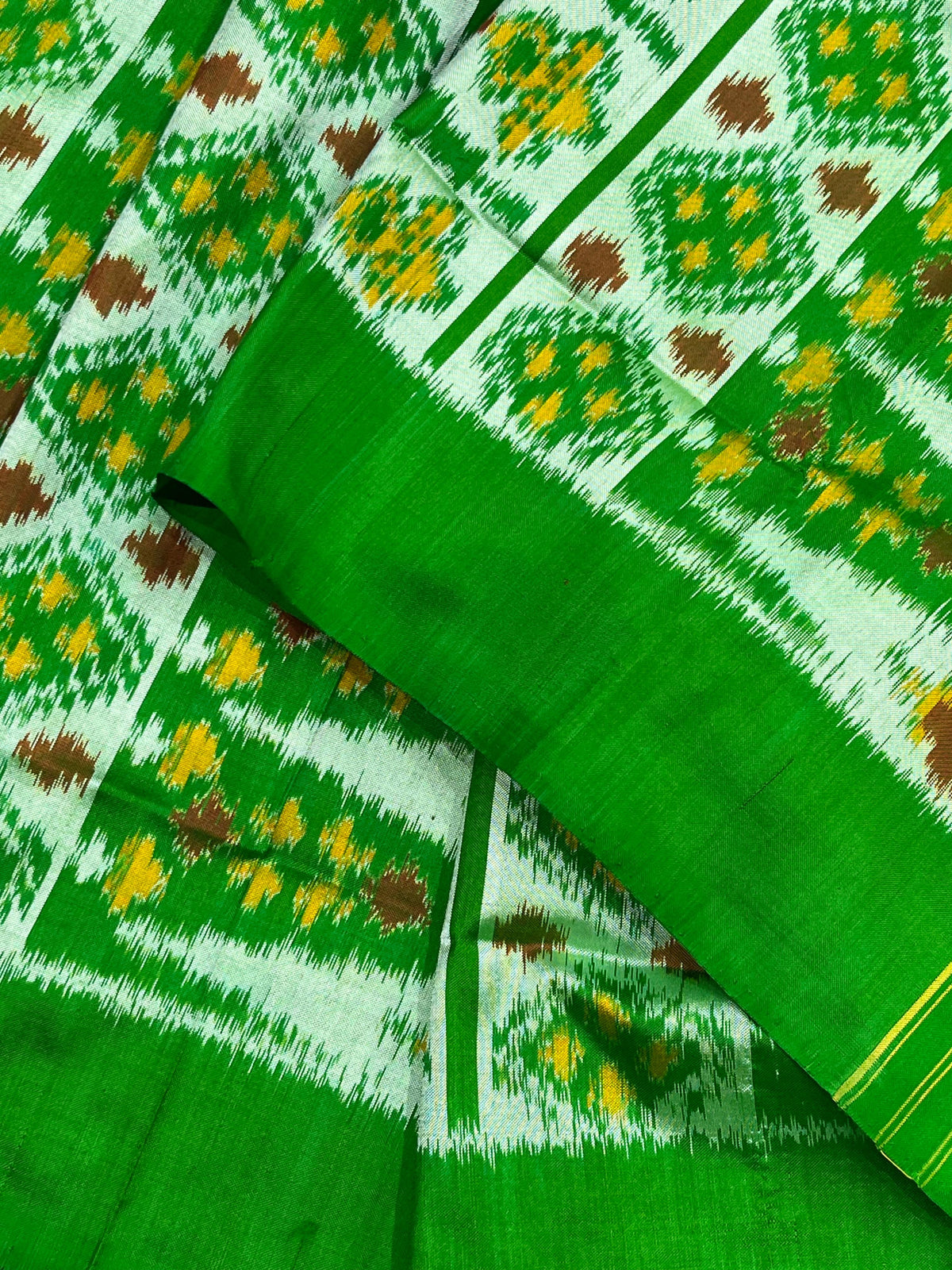 GREEN SILK PURE HANDLOOM IKKAT SAREE