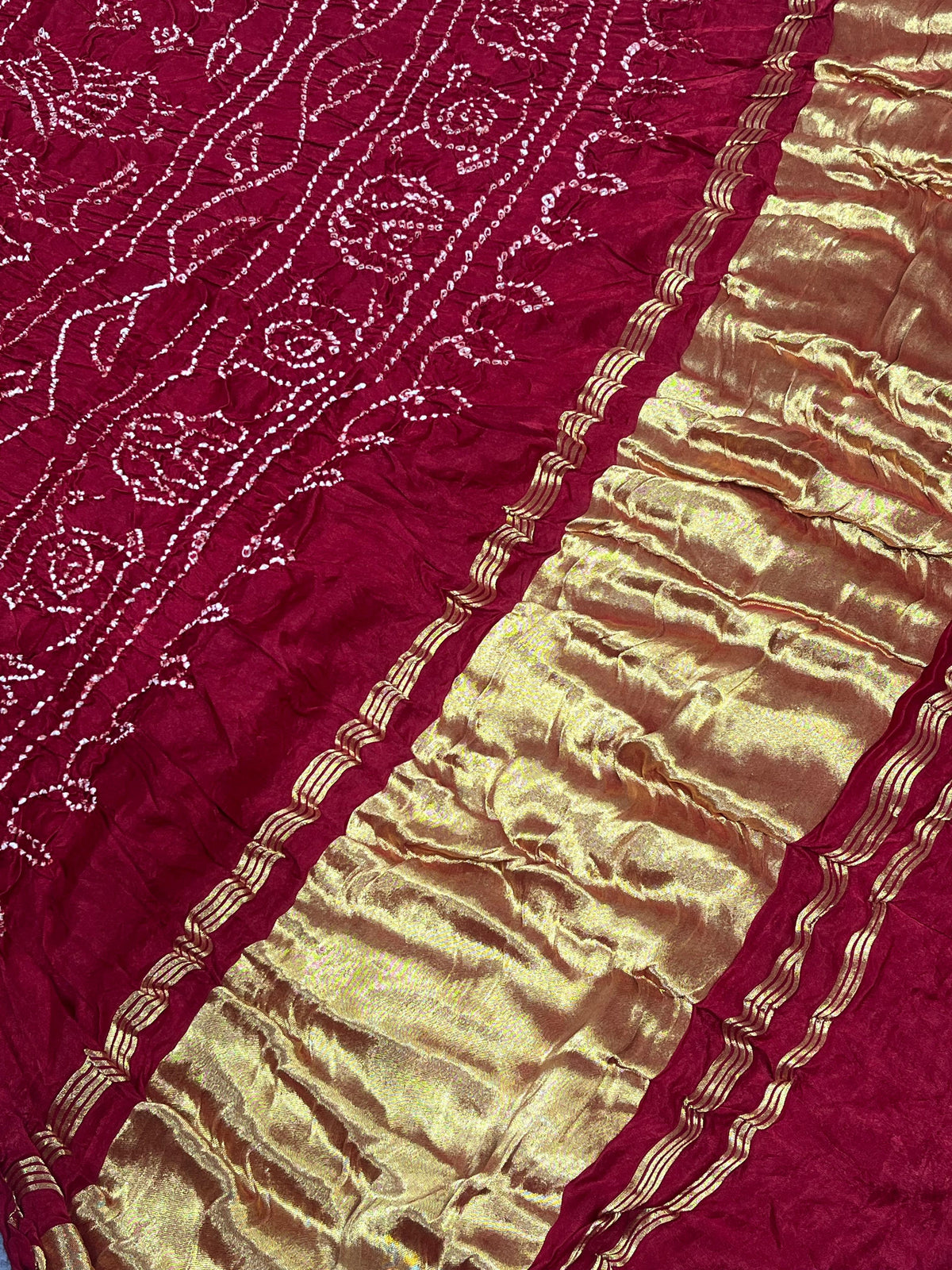 GREEN GAJJI SILK PURE HANDLOOM BANDHEJ SAREE