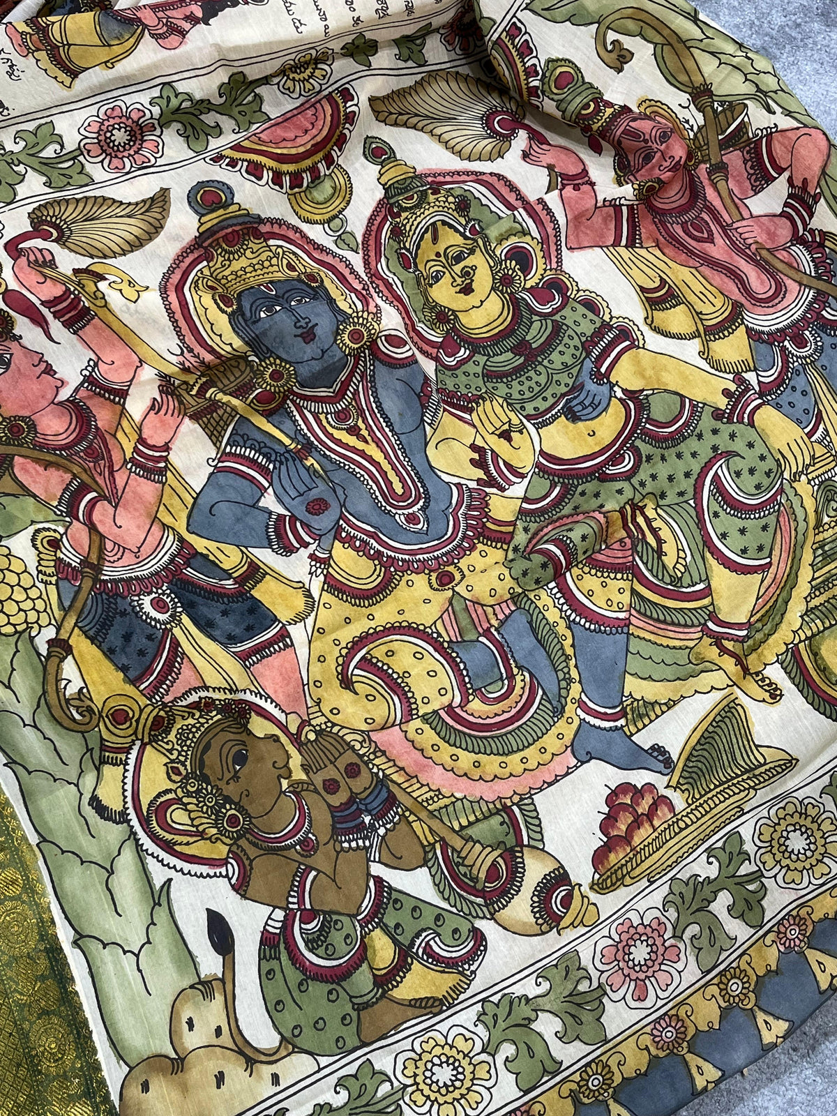 OFF WHITE SILK PURE HANDLOOM KALAMKARI SAREE