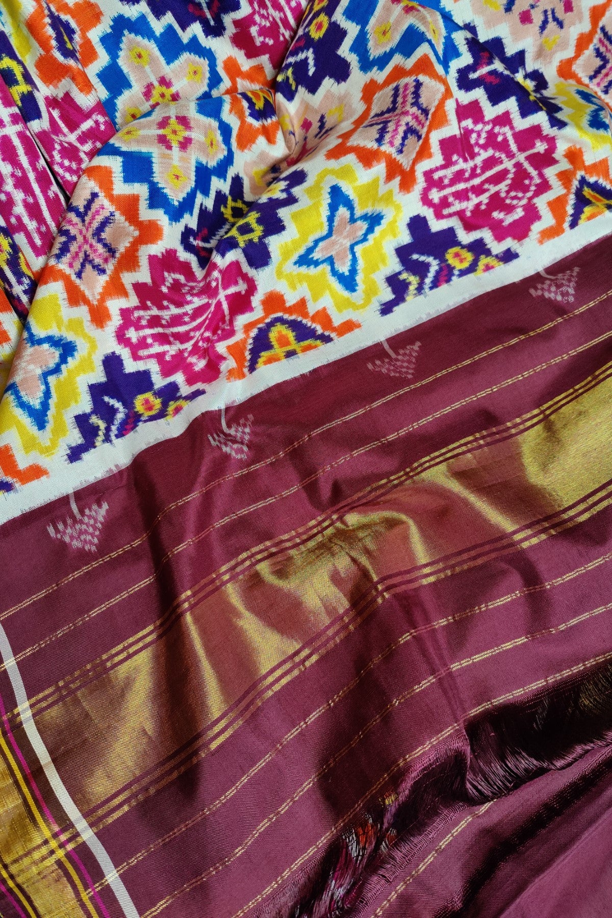 MULTICOLOUR PURE SILK HANDLOOM PATAN PATOLA SAREE