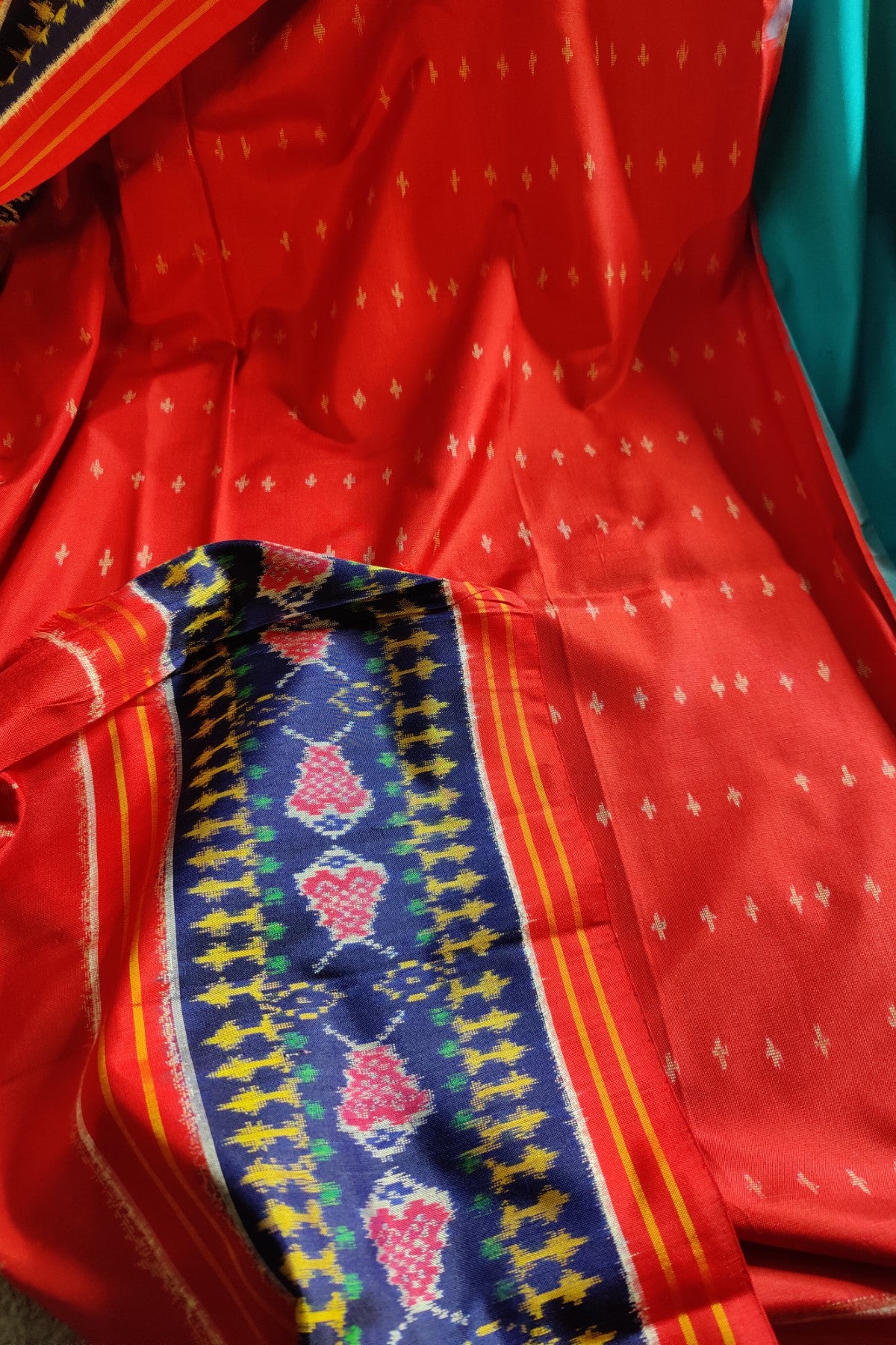 BLUE PURE TWILL SILK IKKAT SAREE