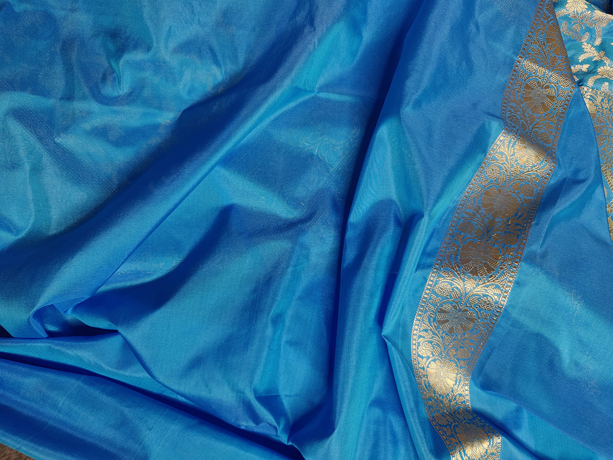 BLUE SILK PURE HANDLOOM BANARASI SAREE