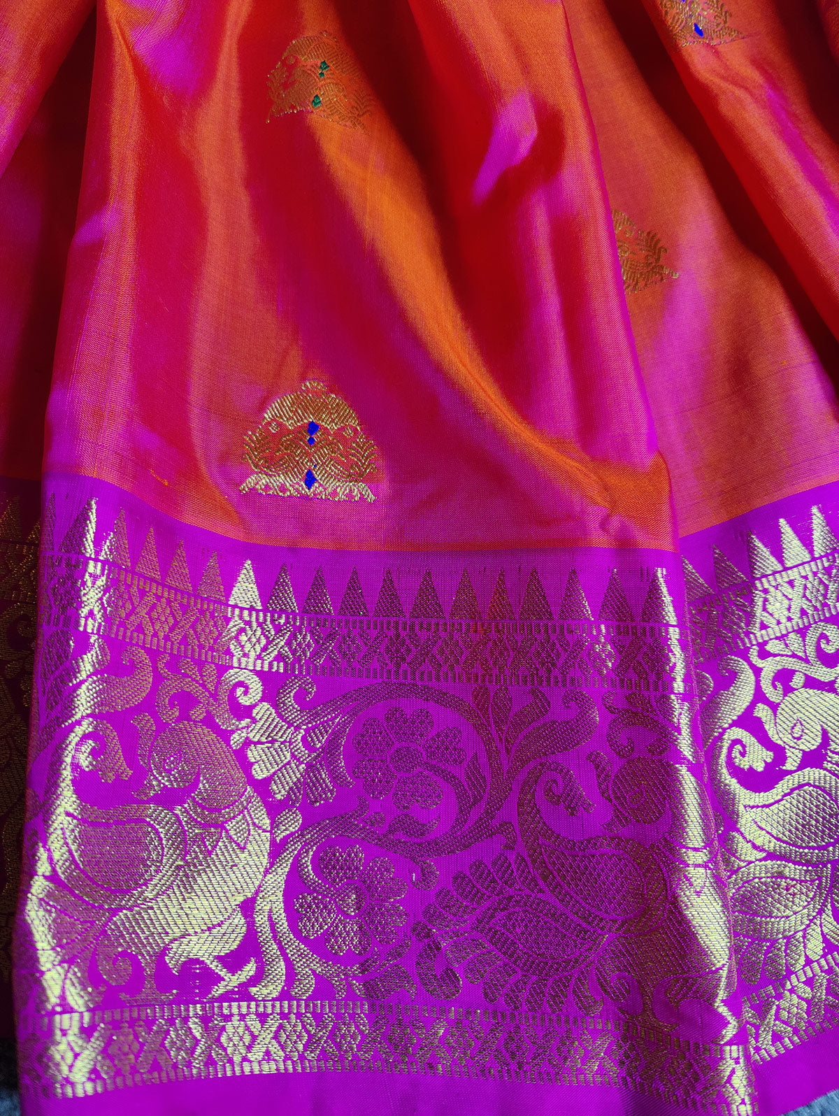 TWO TONE FUSHIYA PINK SILK PURE HANDLOOM VENKATAGIRI SAREE