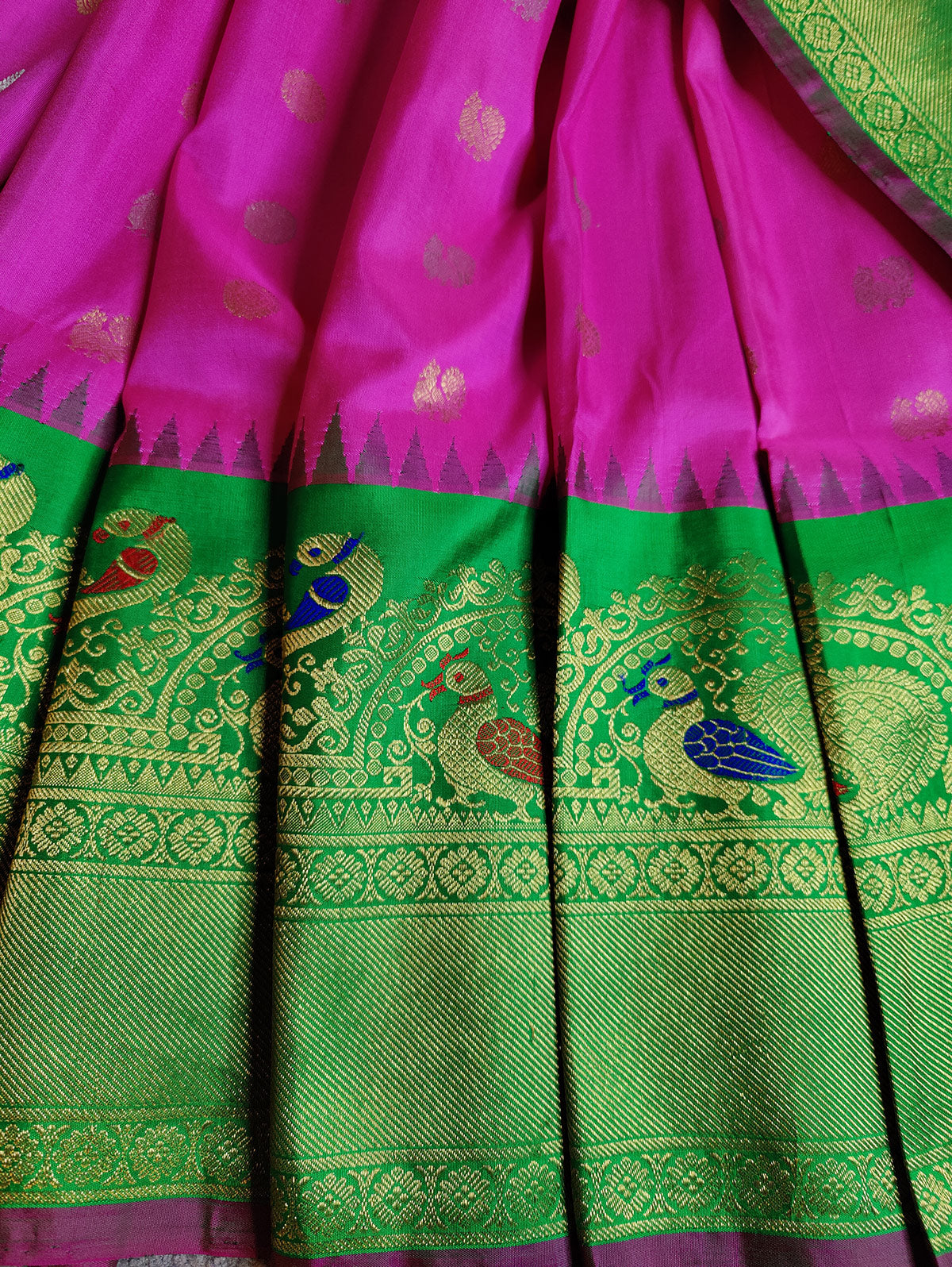 PINK SILK PURE HANDLOOM GADWAL SAREE
