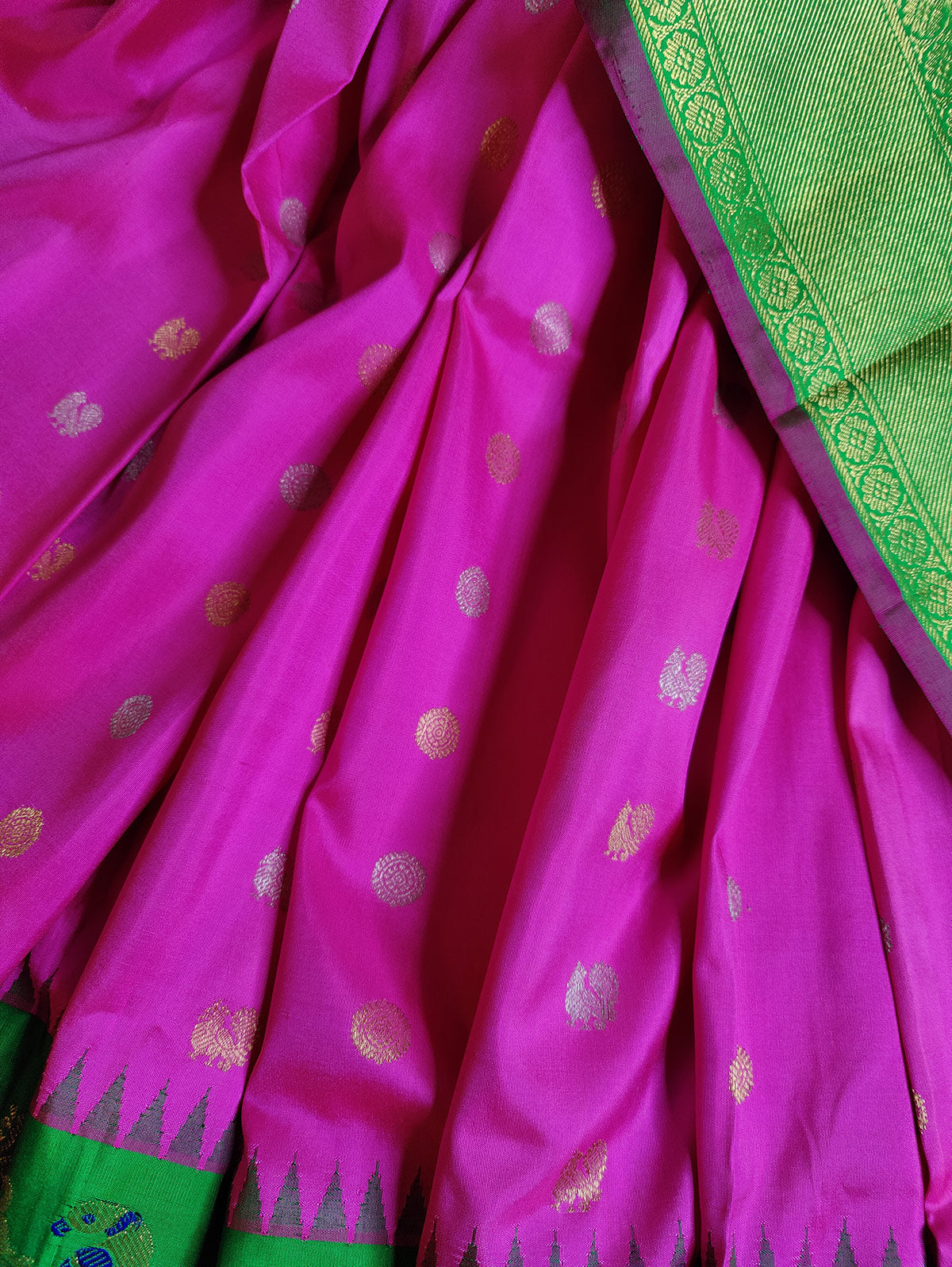 PINK SILK PURE HANDLOOM GADWAL SAREE