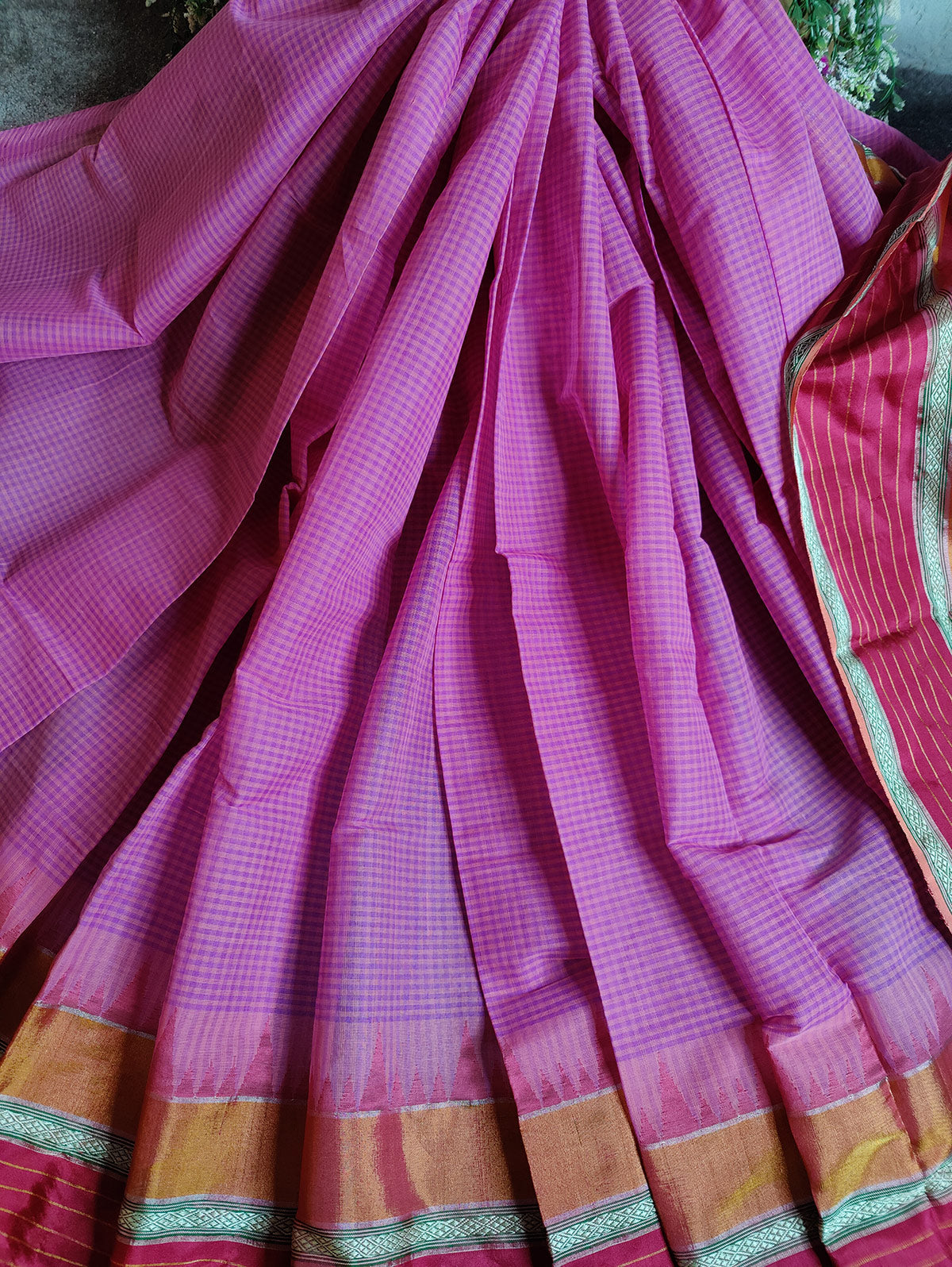 PINK PURE HANDLOOM PONDRU KHADI SAREE