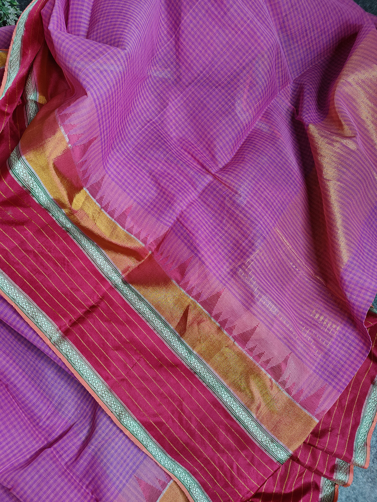 PINK PURE HANDLOOM PONDRU KHADI SAREE