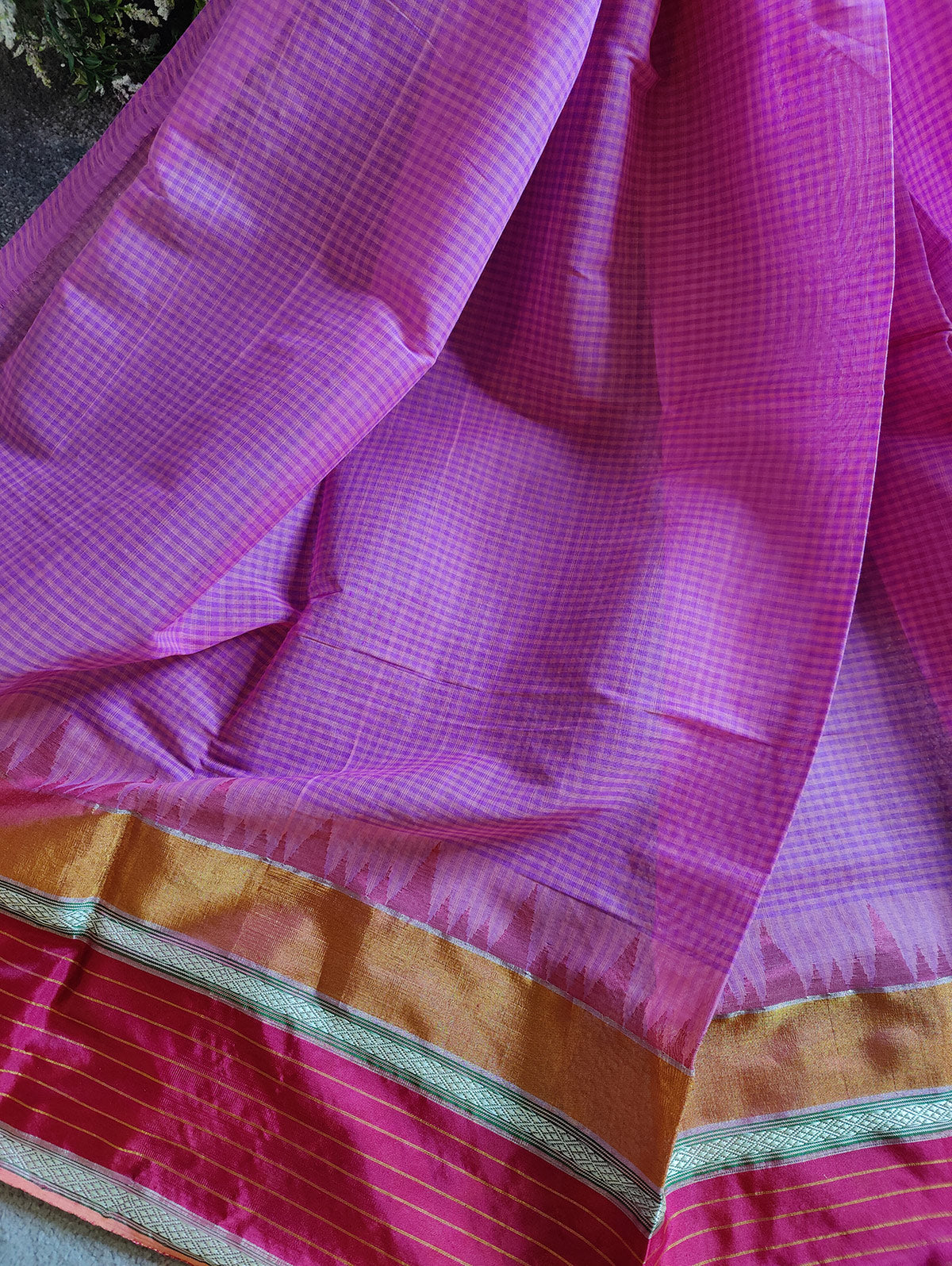 PINK PURE HANDLOOM PONDRU KHADI SAREE