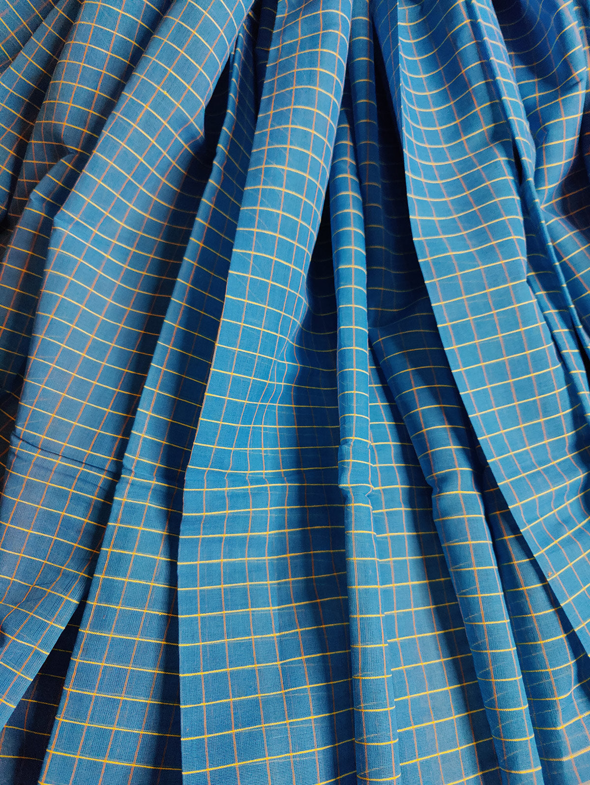 TEAL BLUE PURE HANDLOOM PONDRU KHADI SAREE