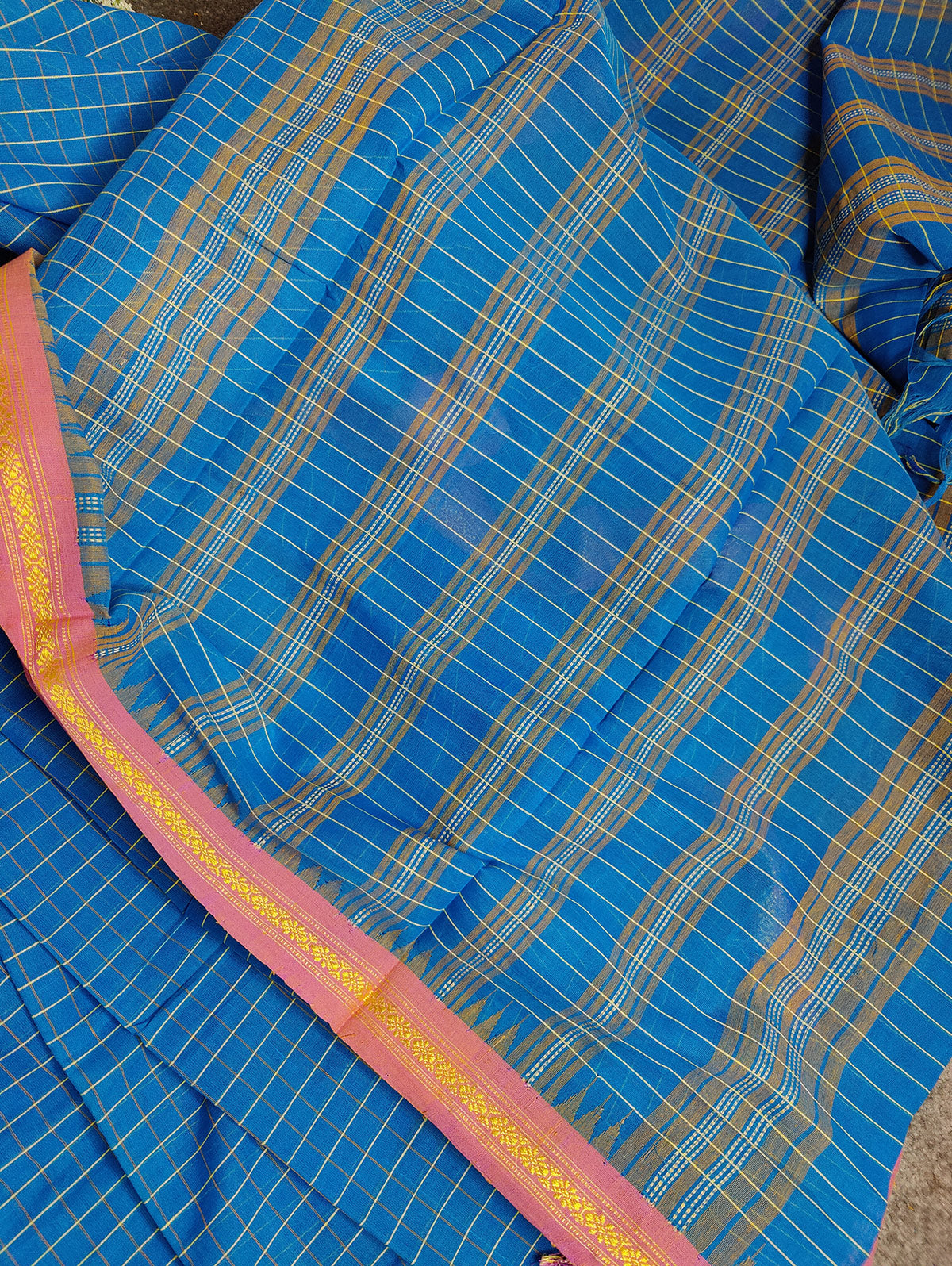 TEAL BLUE PURE HANDLOOM PONDRU KHADI SAREE