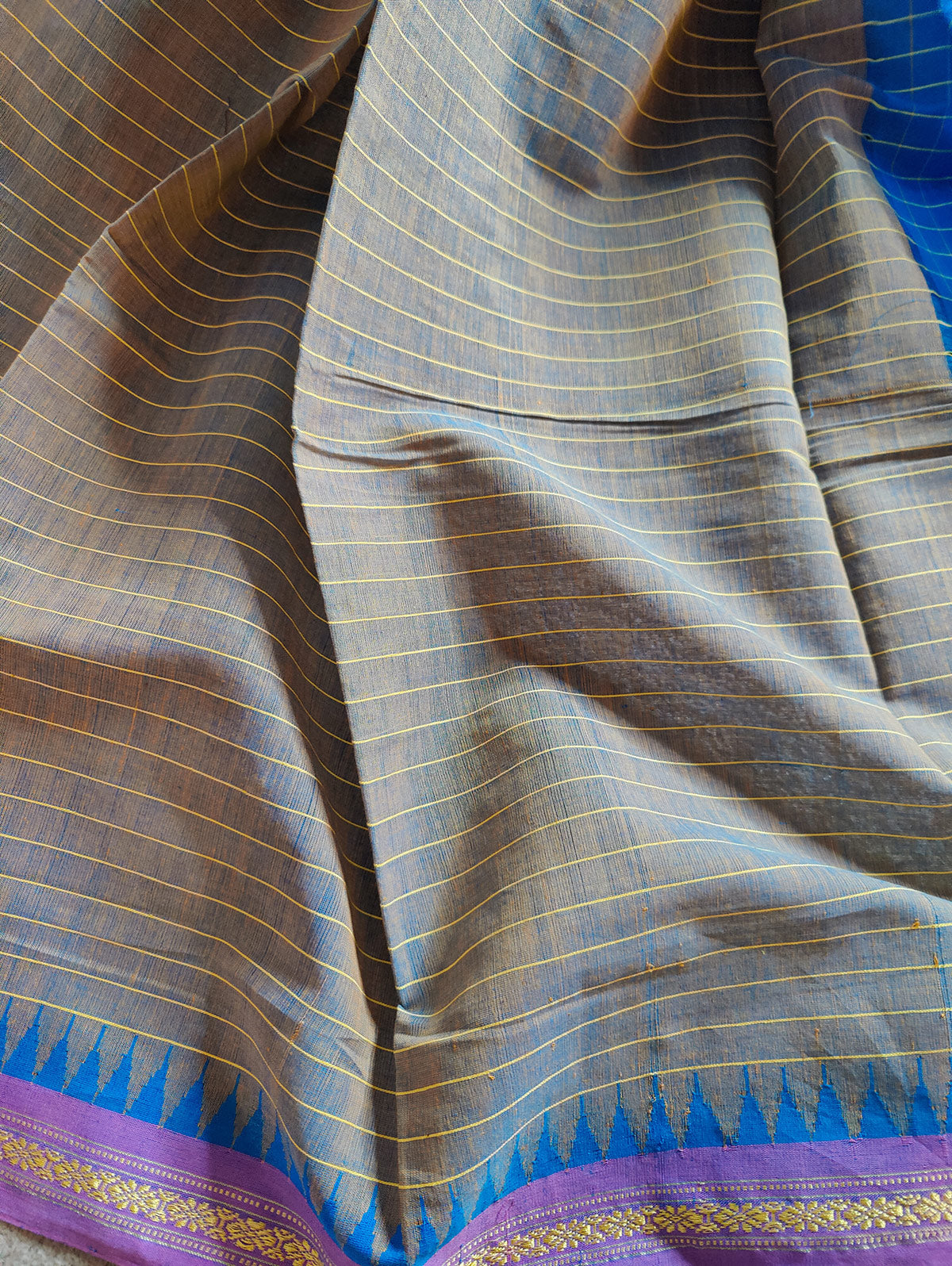 TEAL BLUE PURE HANDLOOM PONDRU KHADI SAREE