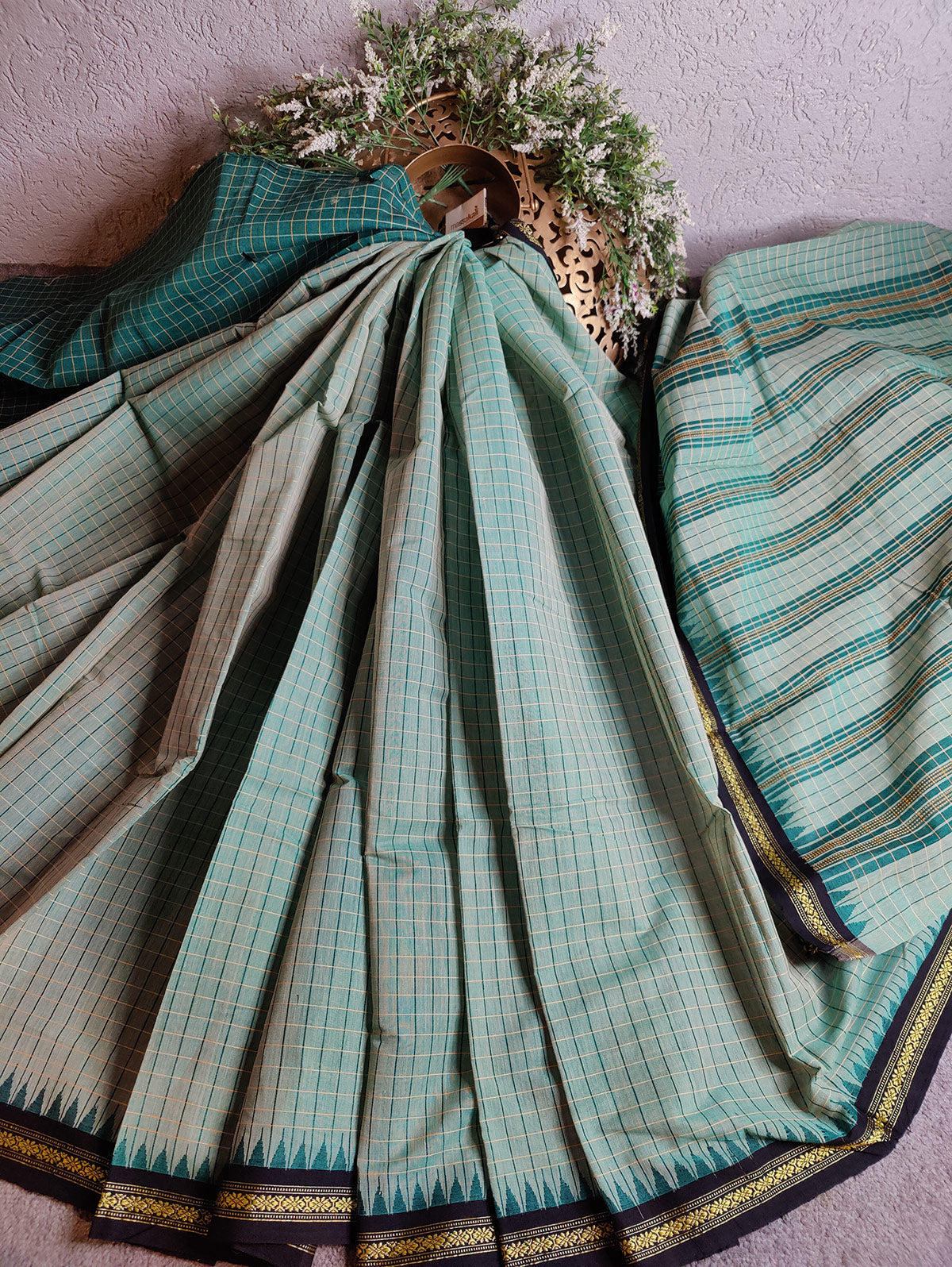 OLIVE GREEN PURE HANDLOOM PONDRU KHADI SAREE