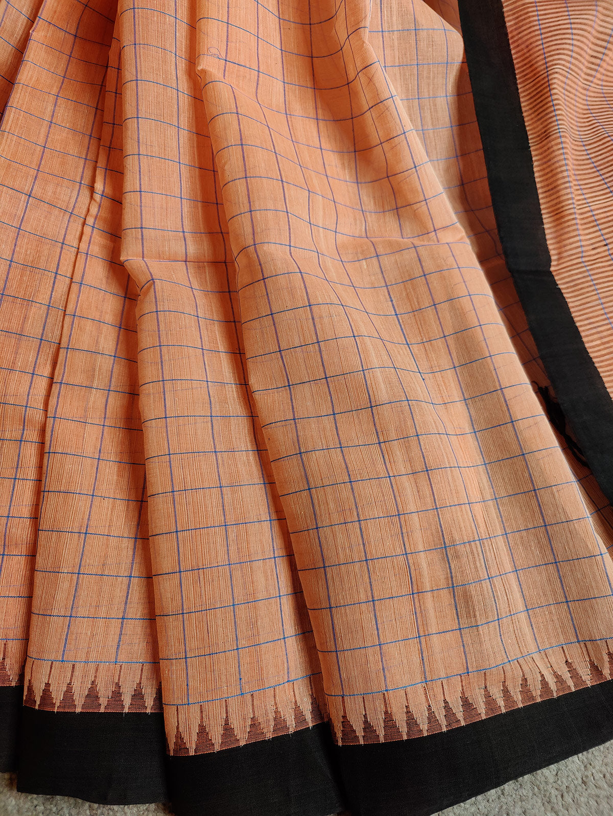 PEACH PURE HANDLOOM PONDRU KHADI SAREE
