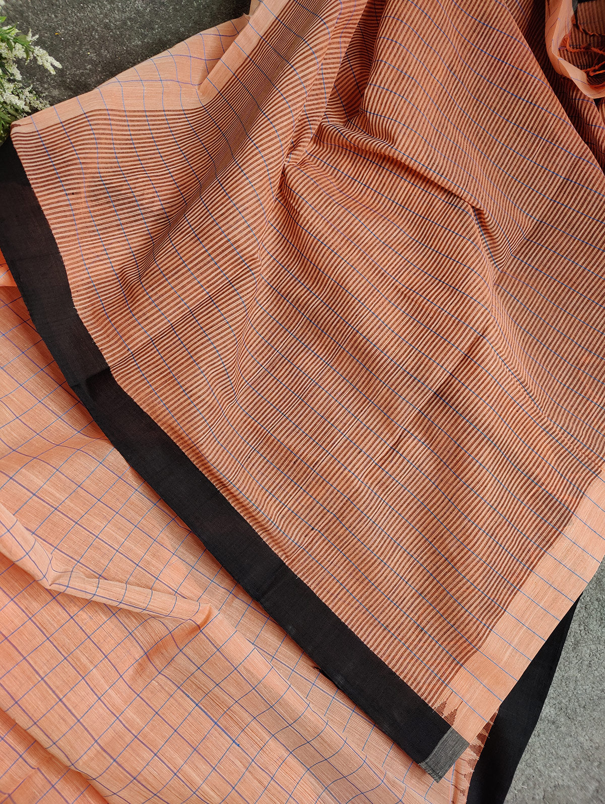 PEACH PURE HANDLOOM PONDRU KHADI SAREE