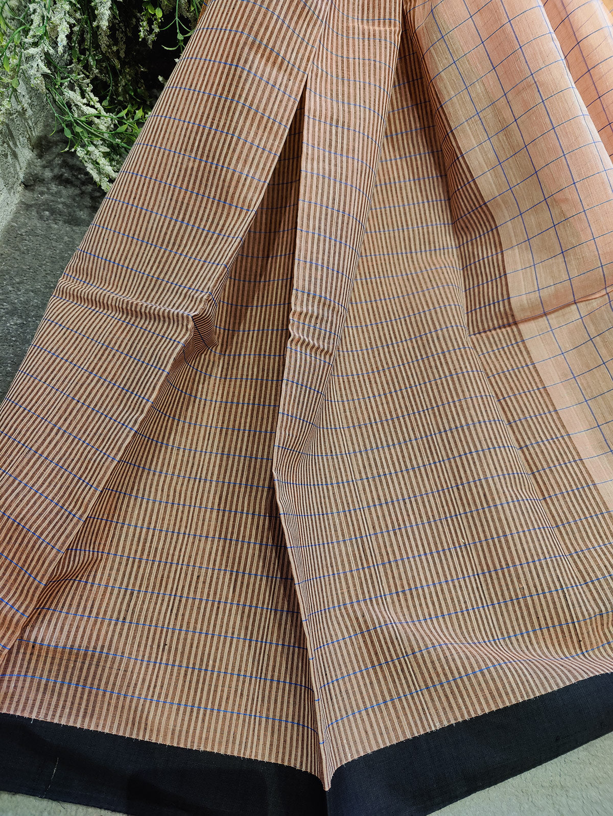 PEACH PURE HANDLOOM PONDRU KHADI SAREE