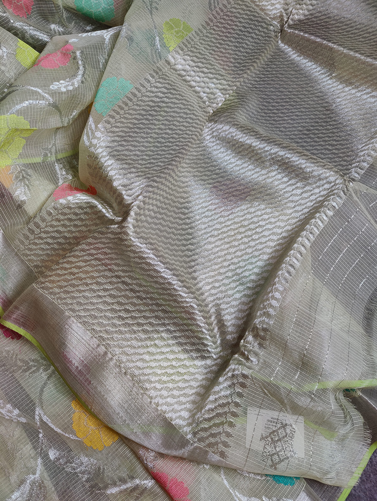 NEON GREEN PURE HANDLOOM KOTA DORIYA REAL ZARI SAREE