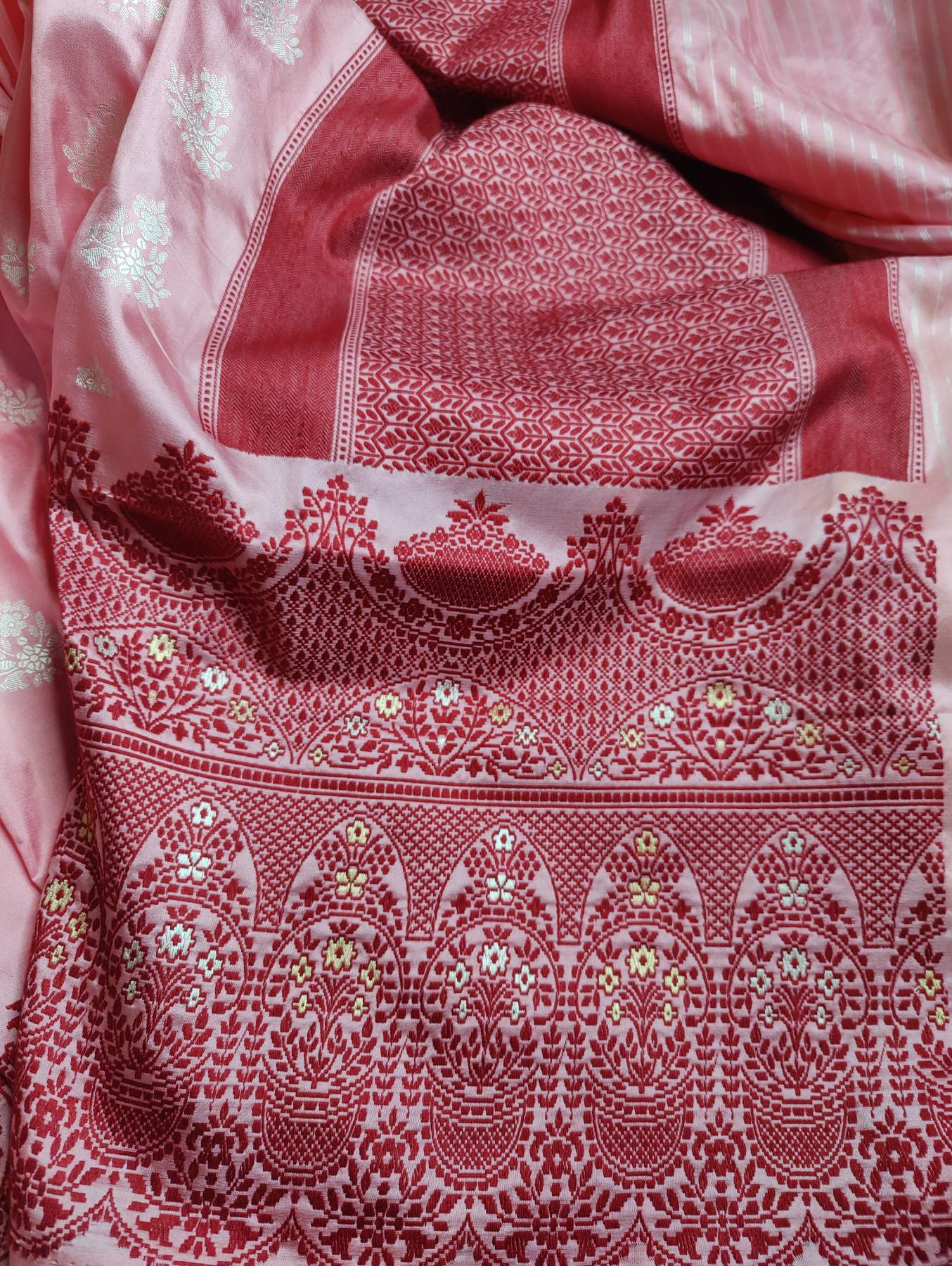ICE PINK SILK PURE HANDLOOM BANARASI SAREE