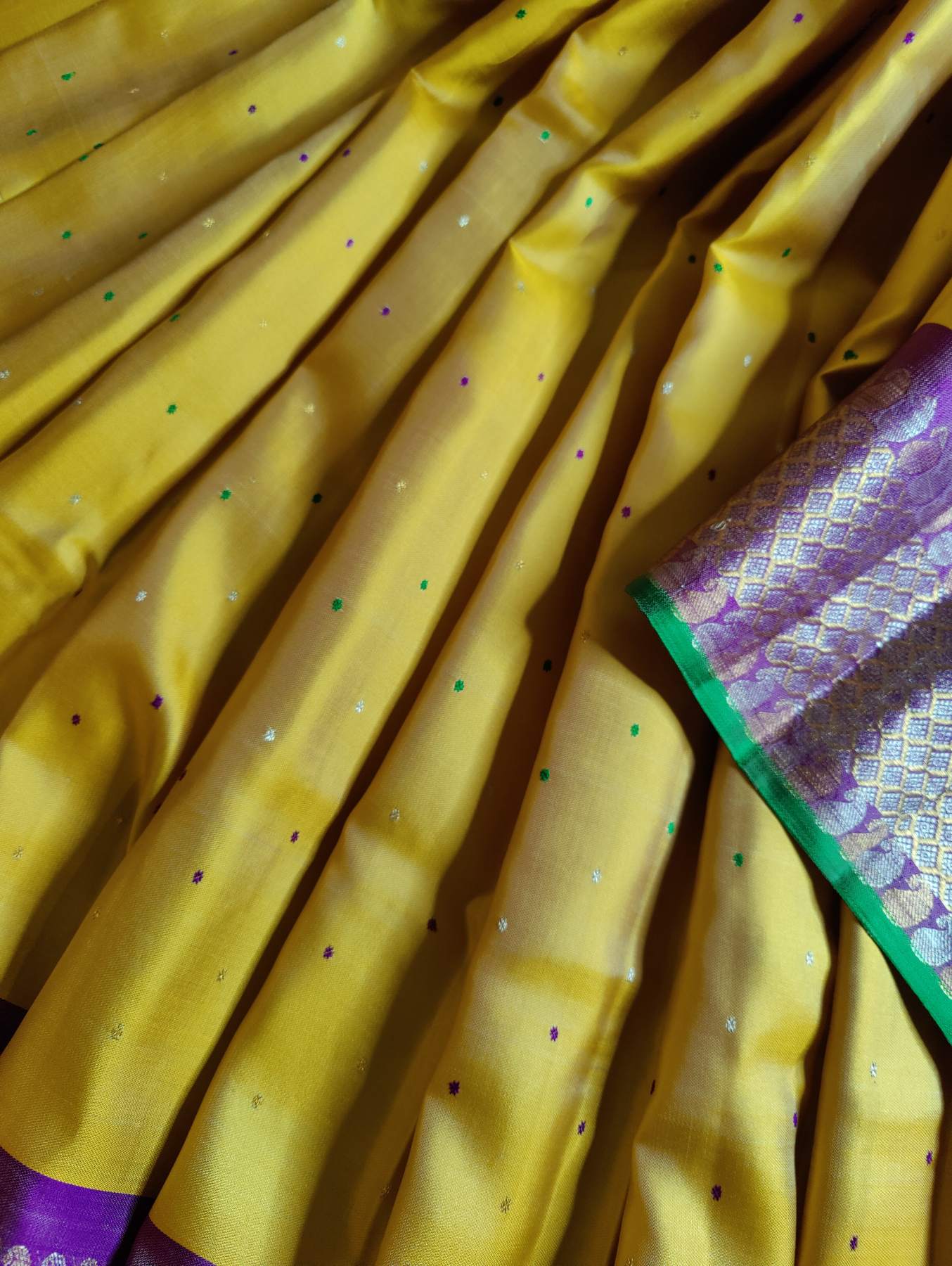 YELLOW TWILL SILK PURE HANDLOOM GADWAL SAREE