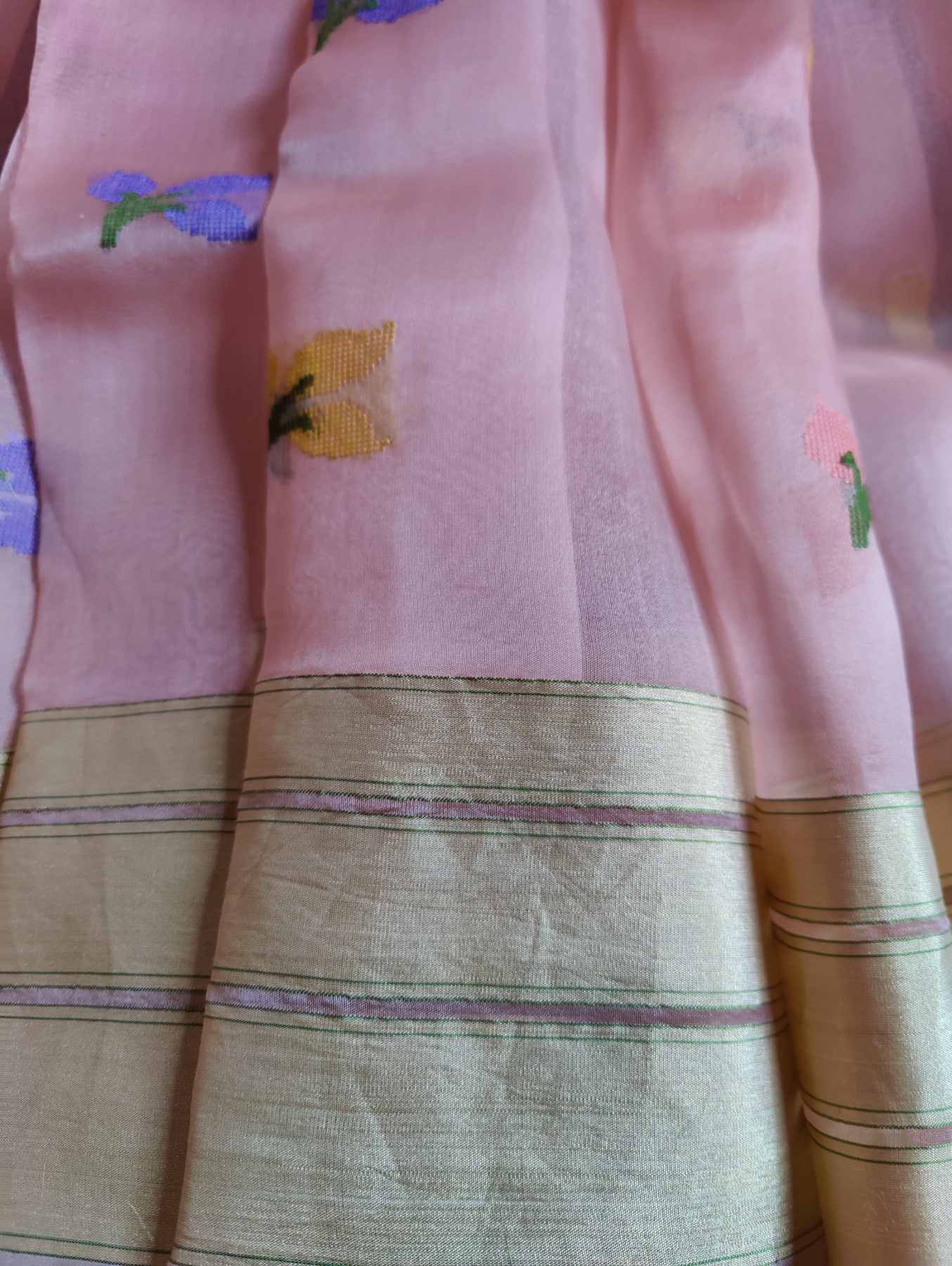 PASTLE PINK KORA PURE HANDLOOM BANARASI SAREE