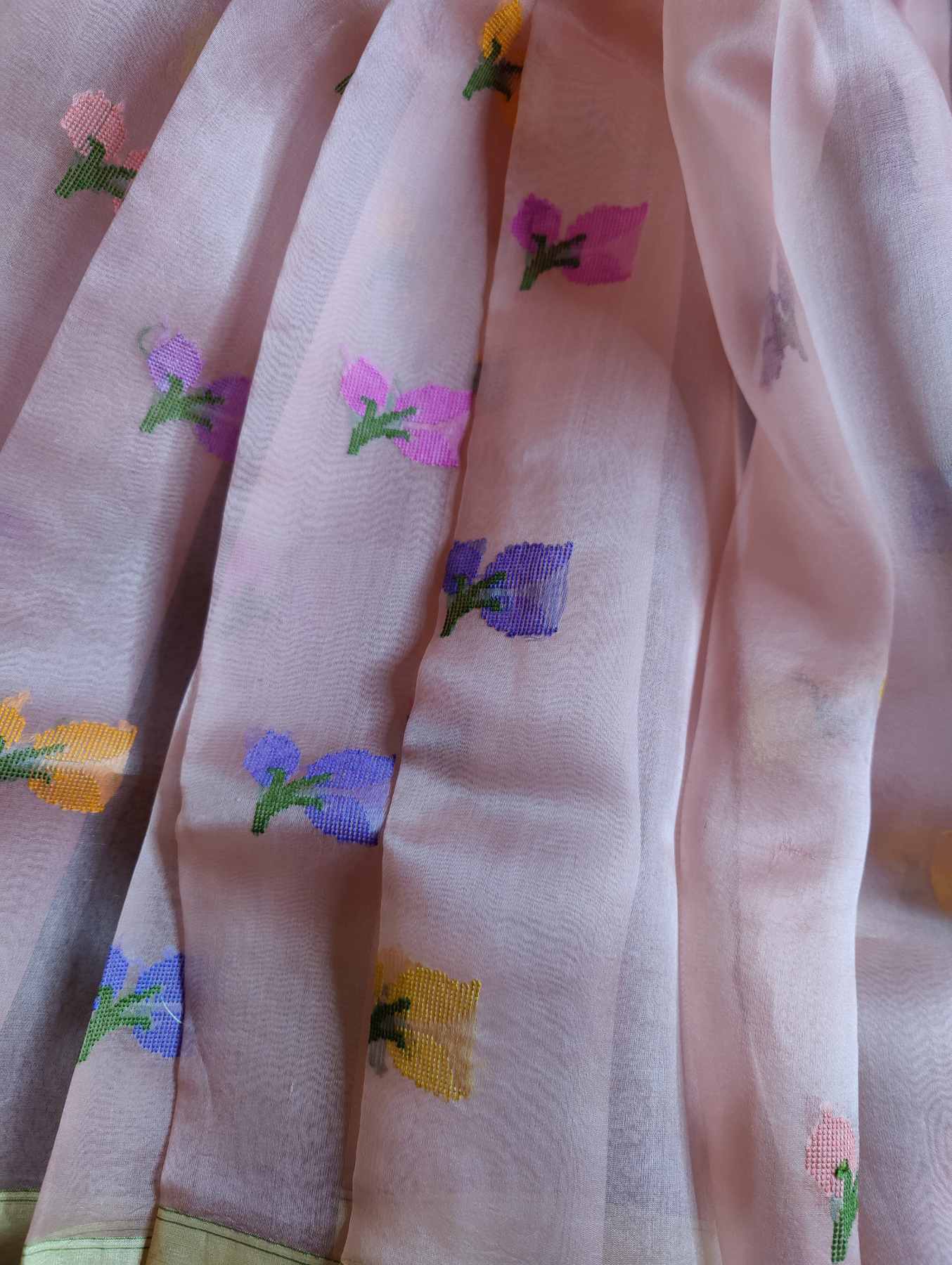 PASTLE PINK KORA PURE HANDLOOM BANARASI SAREE