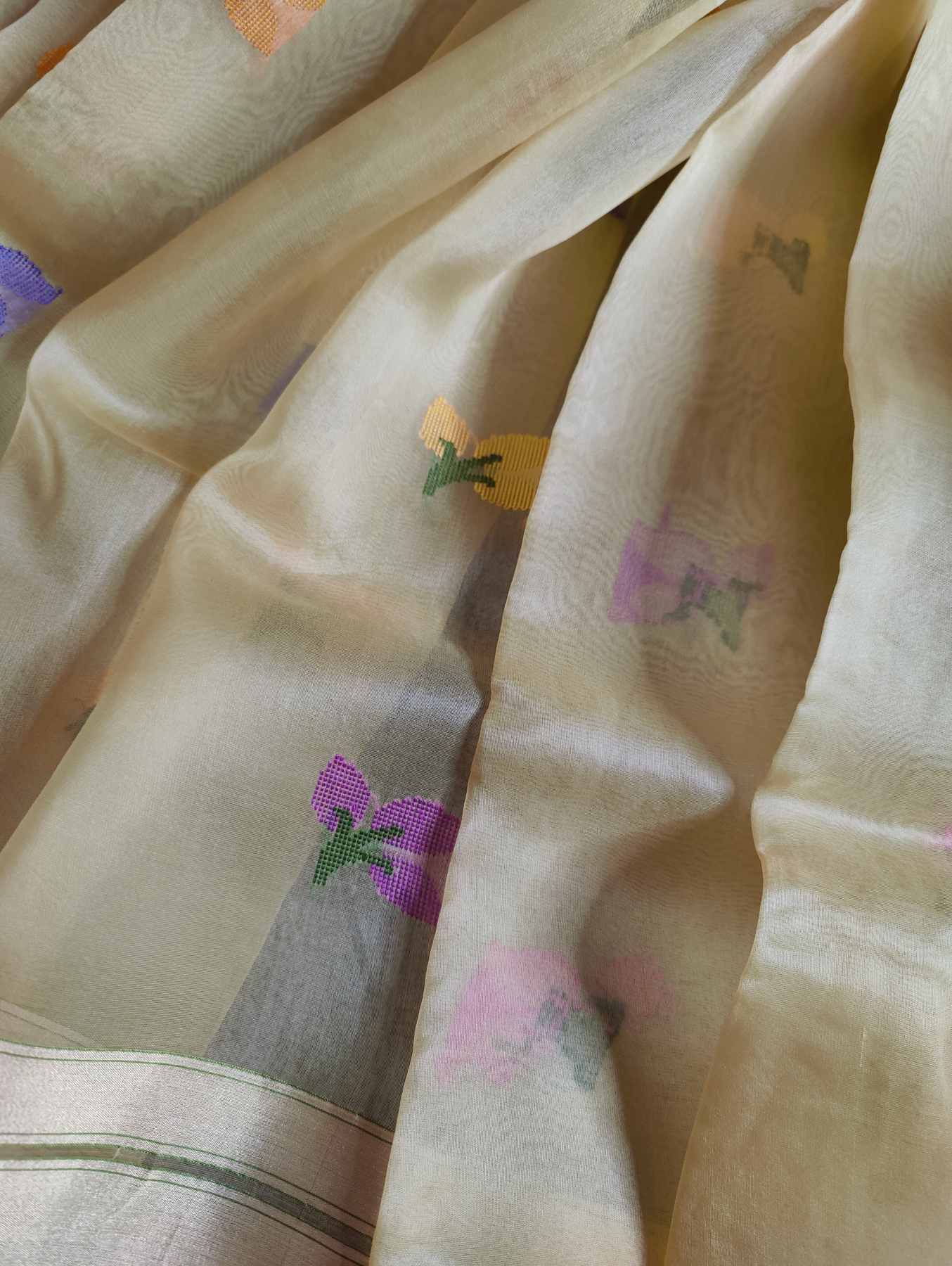 PASTLE YELLOW KORA PURE HANDLOOM BANARASI SAREE