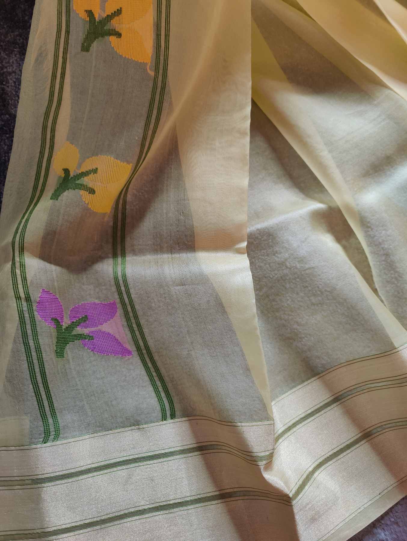 PASTLE YELLOW KORA PURE HANDLOOM BANARASI SAREE