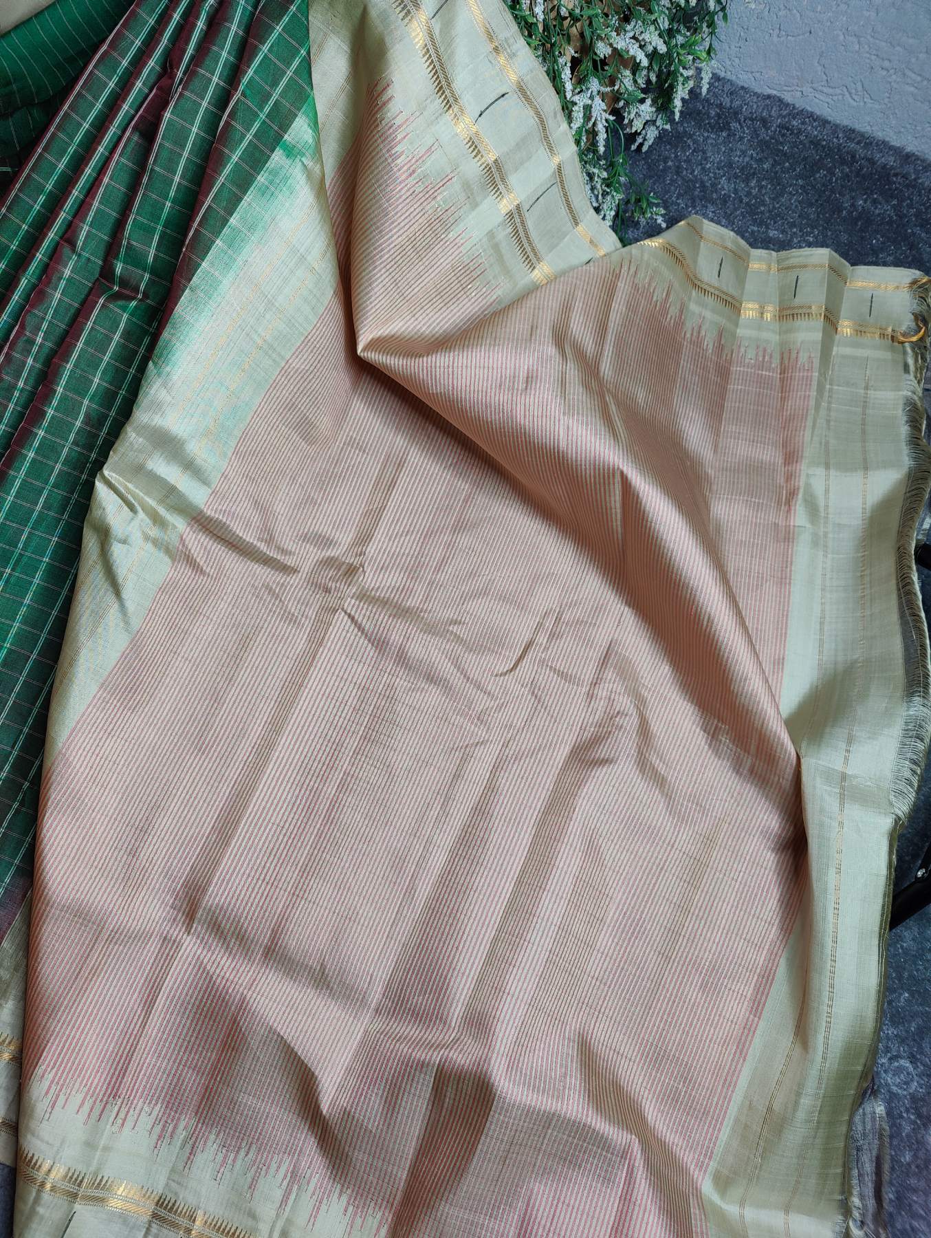 TWO TONE GREEN SICO GADWAL SAREE