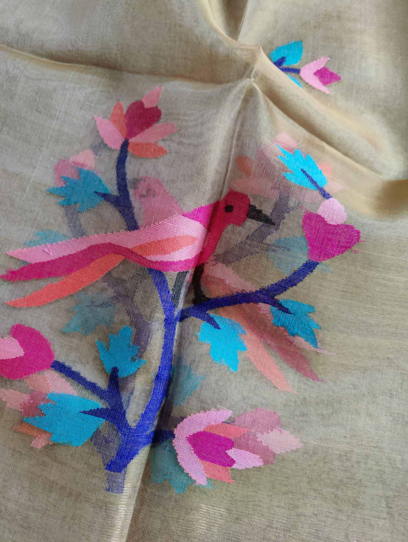 CREAM PURE HANDLOOM MUSLIN JAMDANI DUPATTA