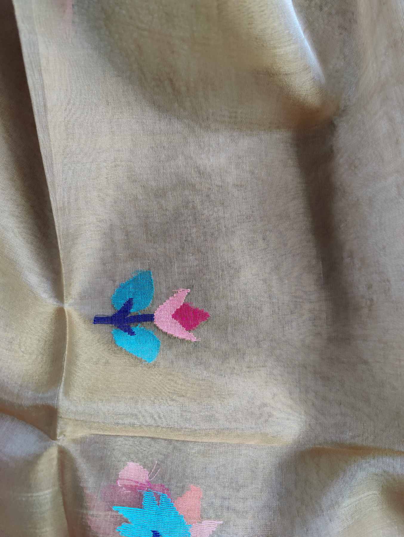 CREAM PURE HANDLOOM MUSLIN JAMDANI DUPATTA