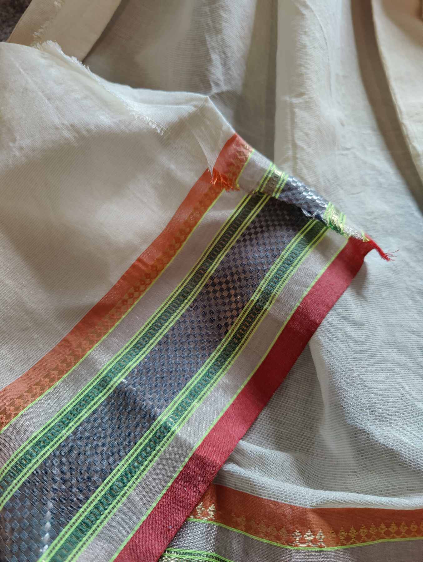 OFF WHITE COTTON TISSUE PURE HANDLOOM PAITHANI SAREE