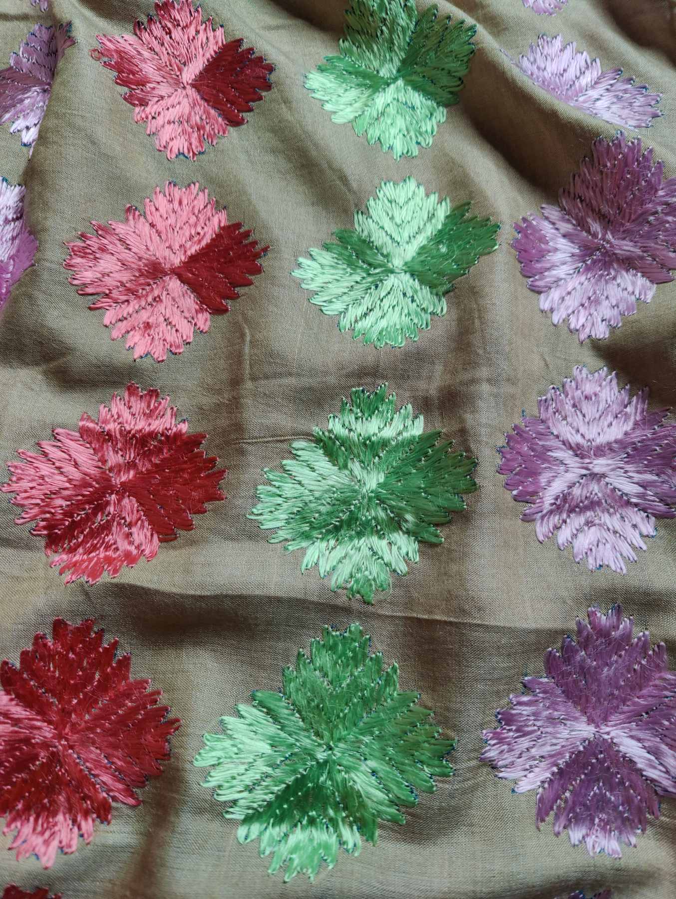 BEIGE SILK PURE HANDLOOM PHULKARI DUPATTA