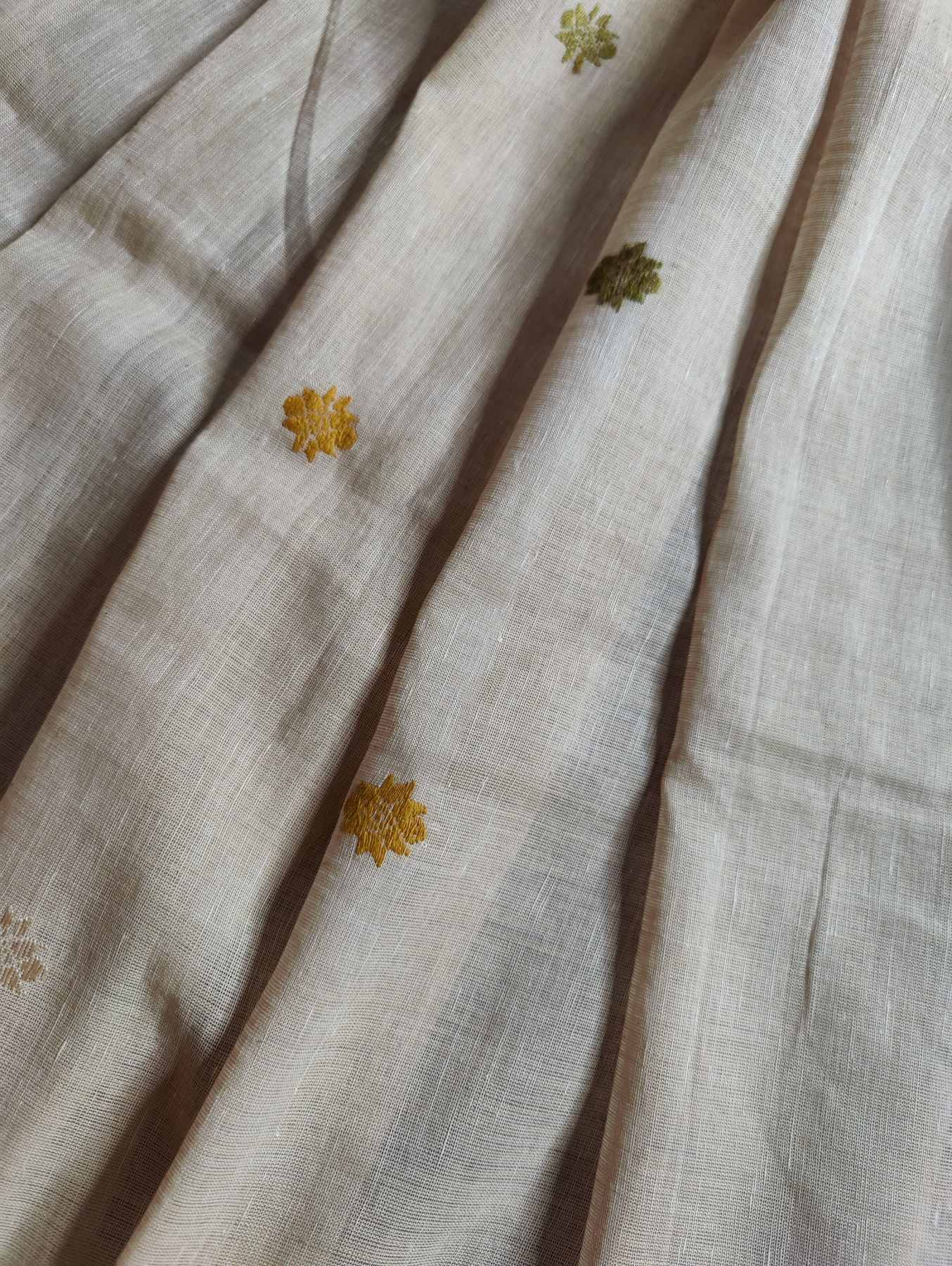 IVORY TUSSAR SILK PURE HANDLOOM ASSAMESE SAREE