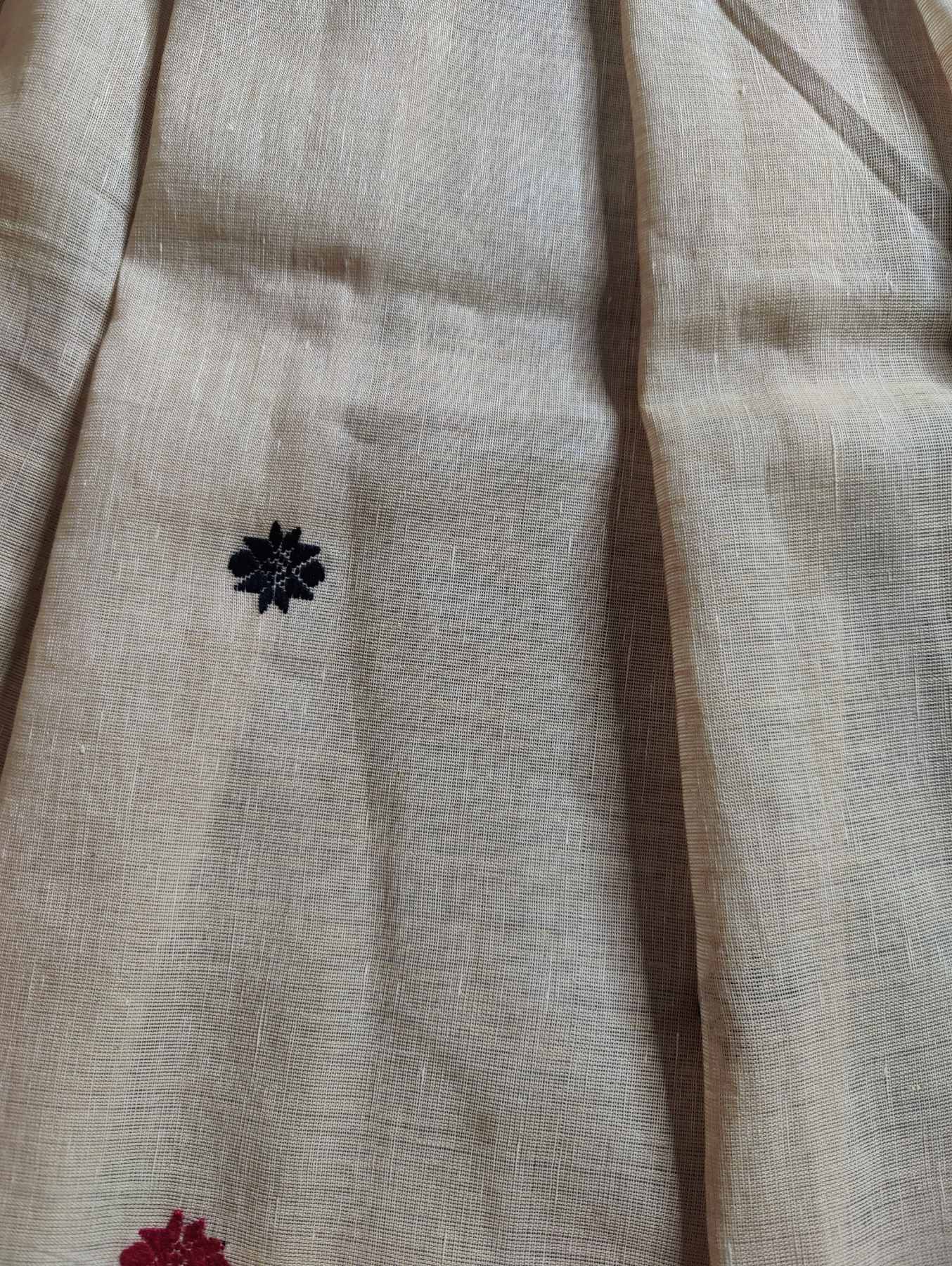 IVORY TUSSAR SILK PURE HANDLOOM ASSAMESE SAREE
