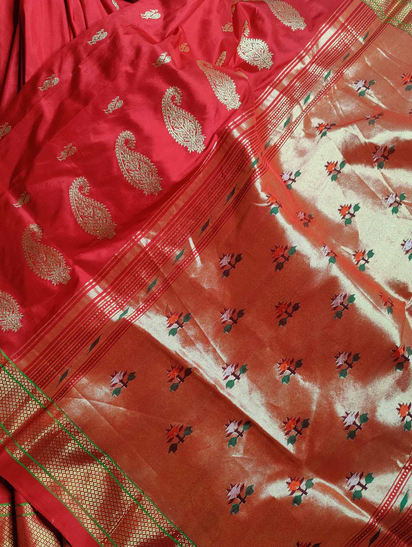 RED SILK PURE HANDLOOM PAITHANI SAREE