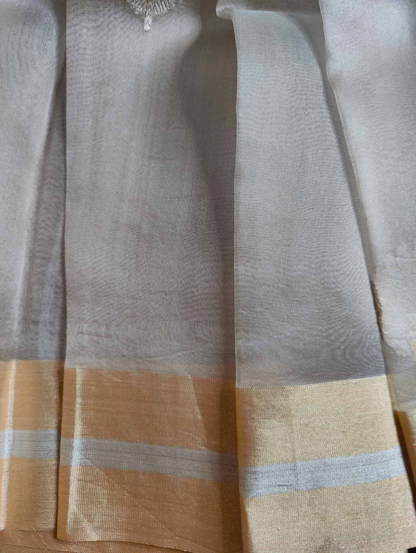 GREY KORA PURE HANDLOOM BANARASI SAREE