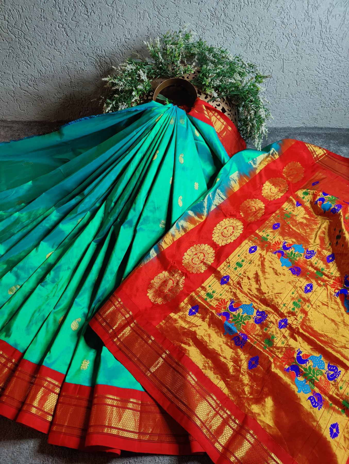 AQUA BLUE SILK PURE HANDLOOM PAITHANI SAREE