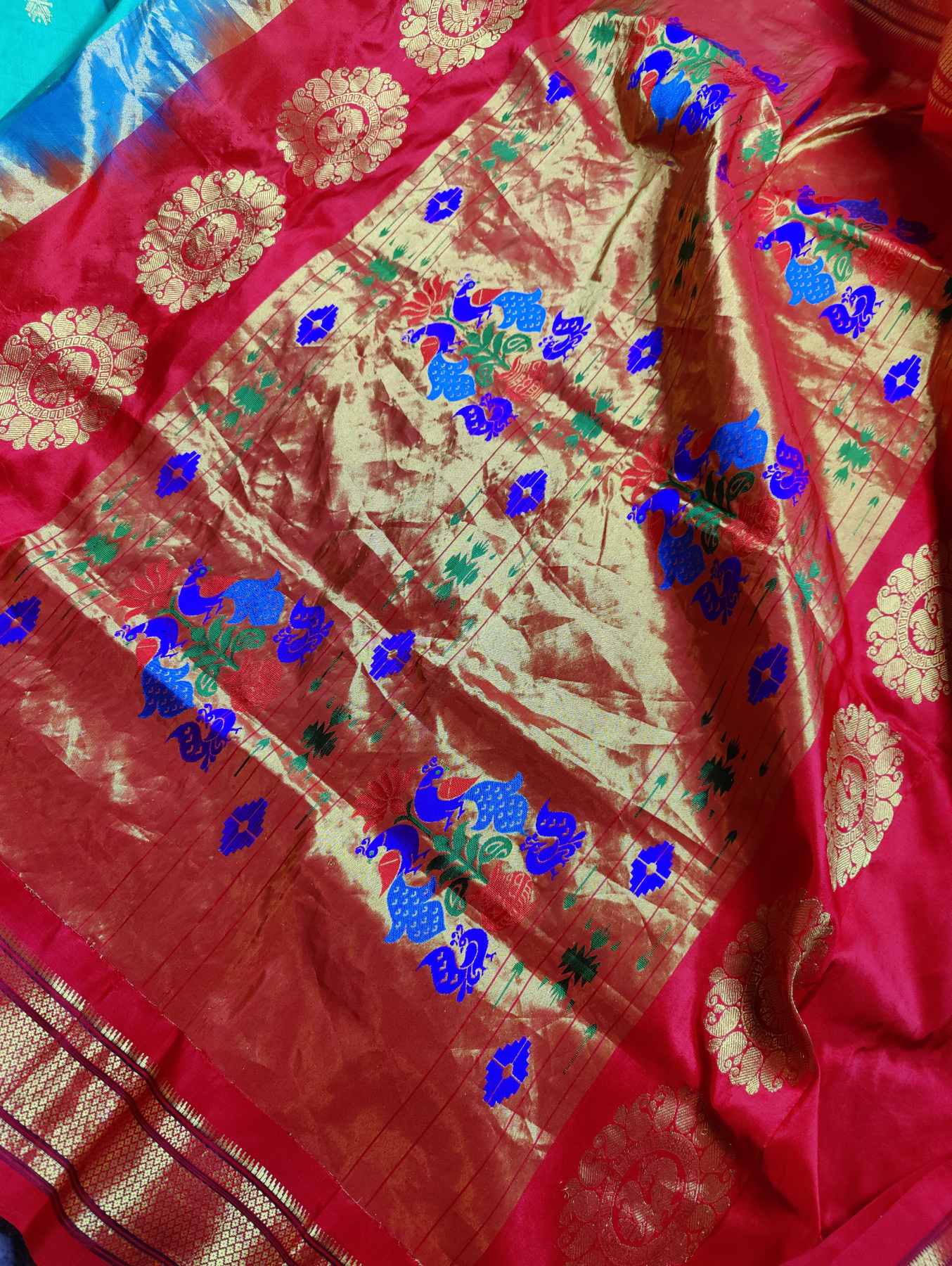 AQUA BLUE SILK PURE HANDLOOM PAITHANI SAREE