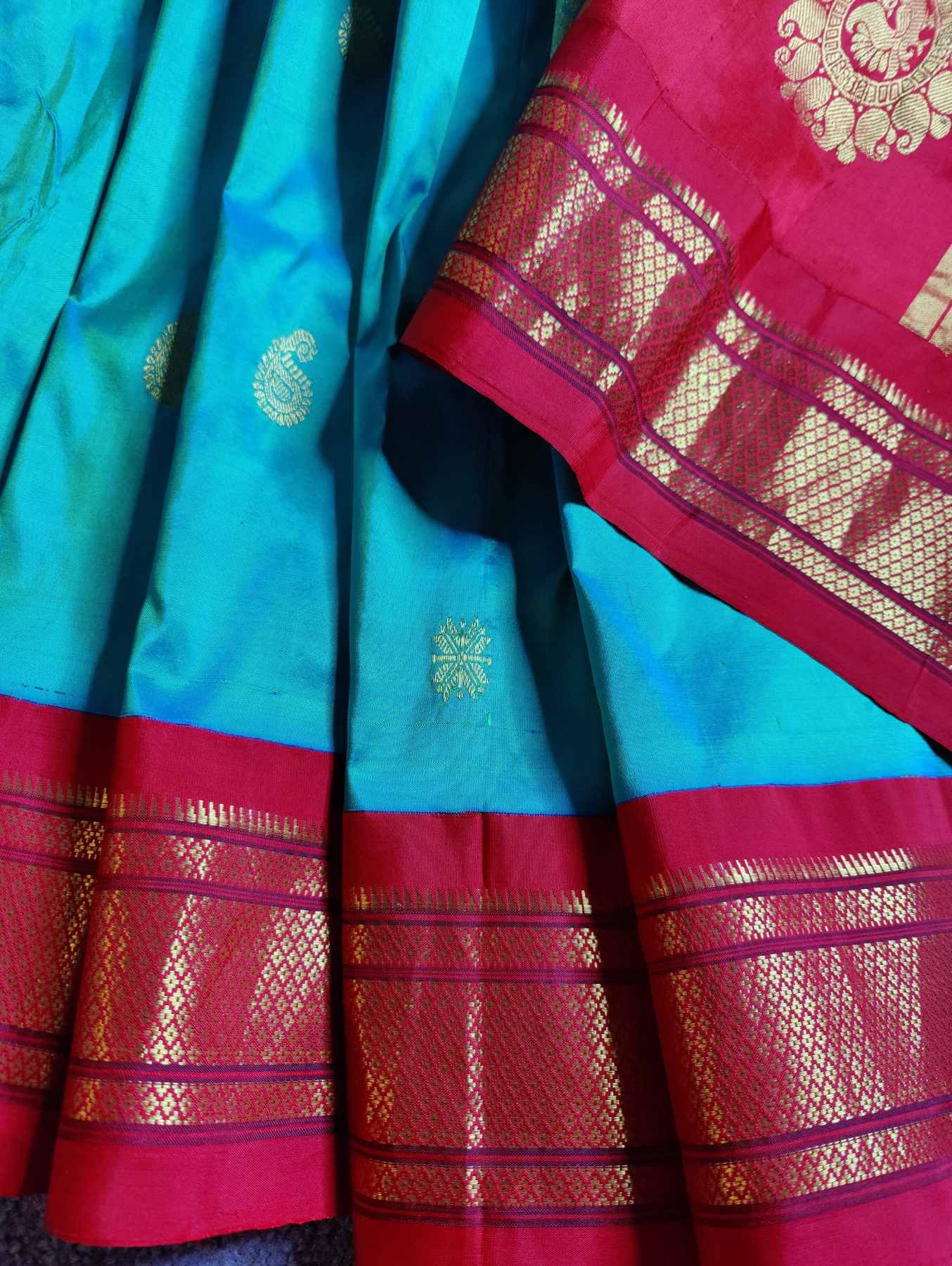 AQUA BLUE SILK PURE HANDLOOM PAITHANI SAREE